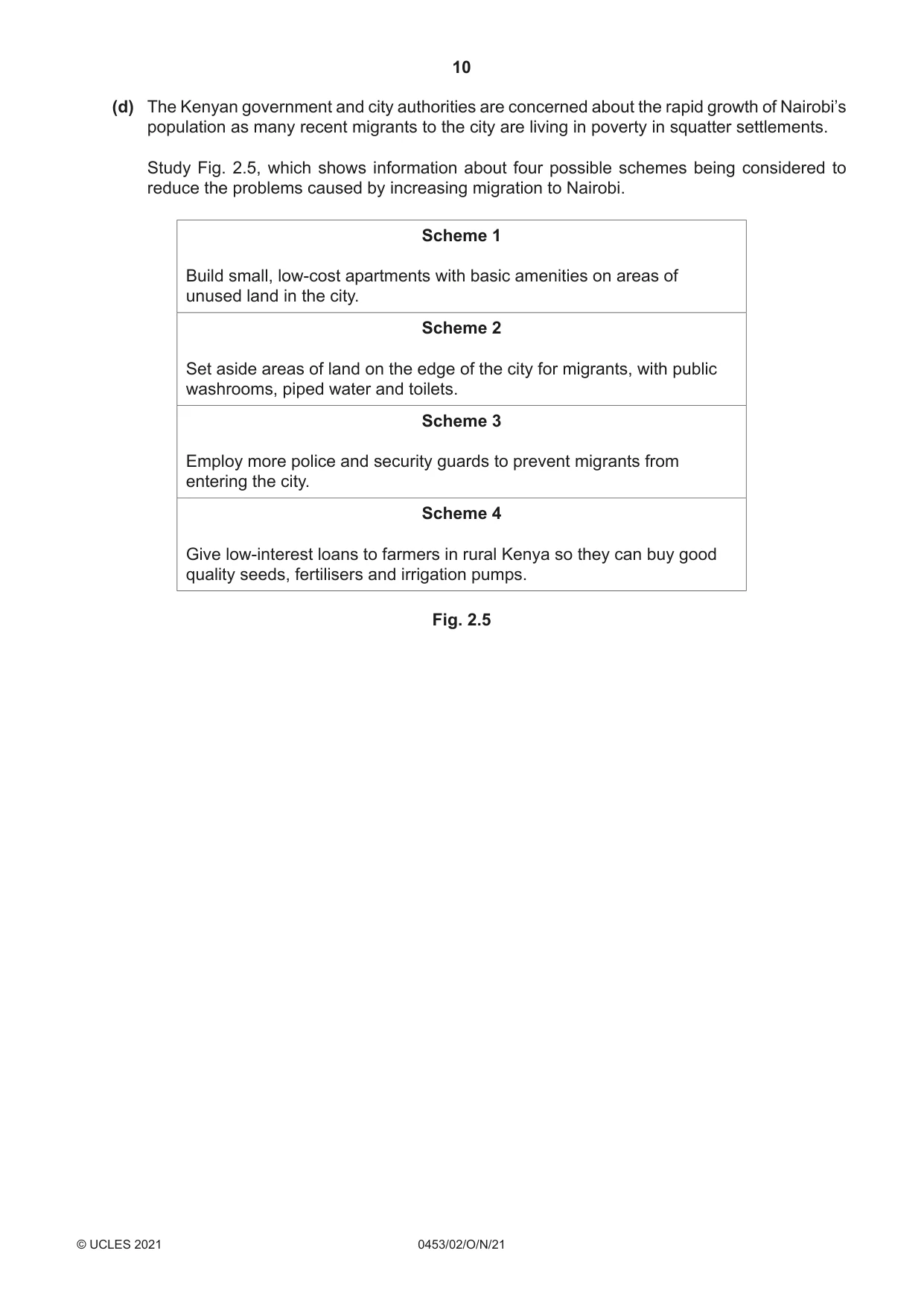 Cambridge IGCSE Development Studies 0453 2021 Oct/Nov Paper 2 · Variant 0 question paper, page 10 of 20