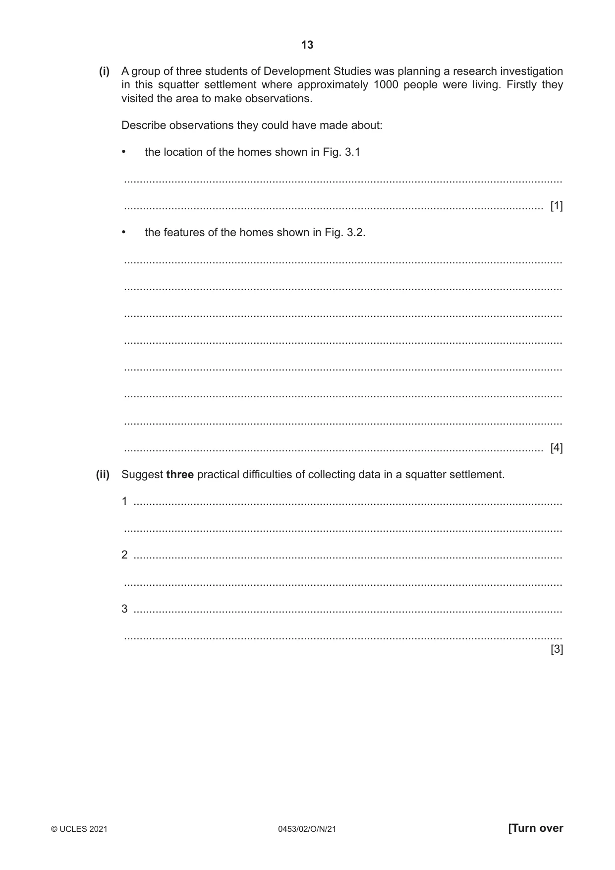 Cambridge IGCSE Development Studies 0453 2021 Oct/Nov Paper 2 · Variant 0 question paper, page 13 of 20