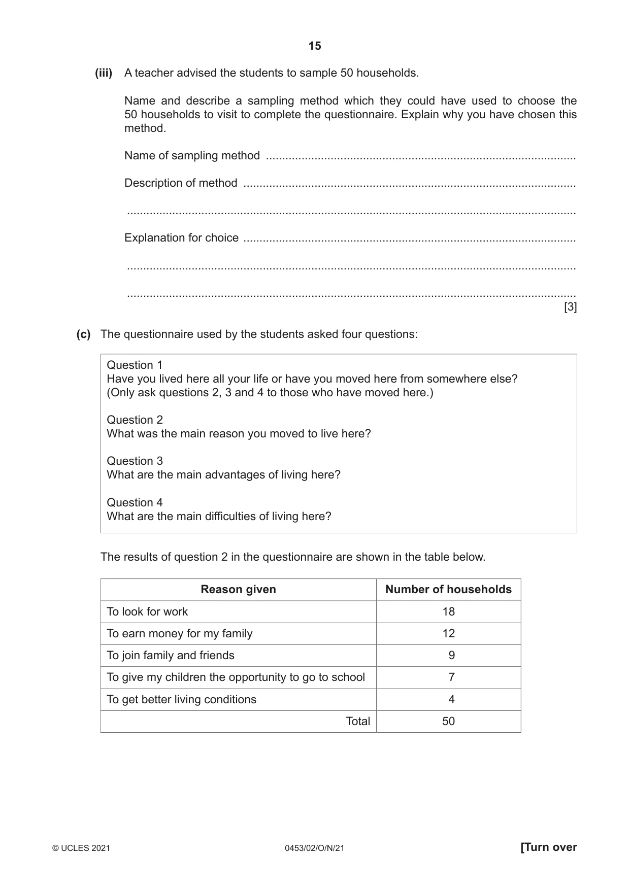 Cambridge IGCSE Development Studies 0453 2021 Oct/Nov Paper 2 · Variant 0 question paper, page 15 of 20