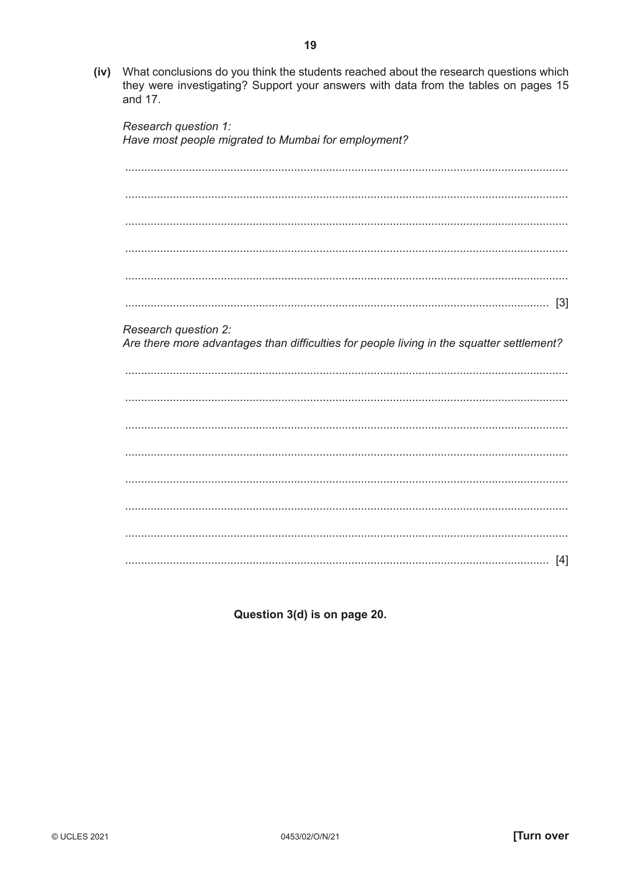 Cambridge IGCSE Development Studies 0453 2021 Oct/Nov Paper 2 · Variant 0 question paper, page 19 of 20