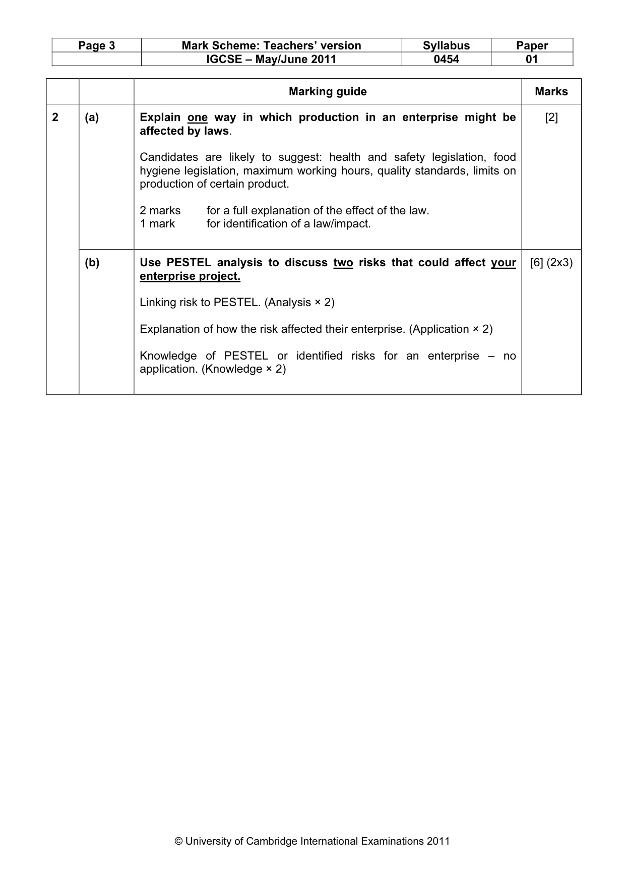 Mark scheme, page 3 of 10