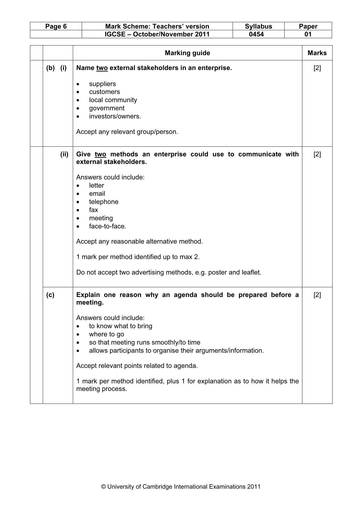 Mark scheme, page 6 of 12