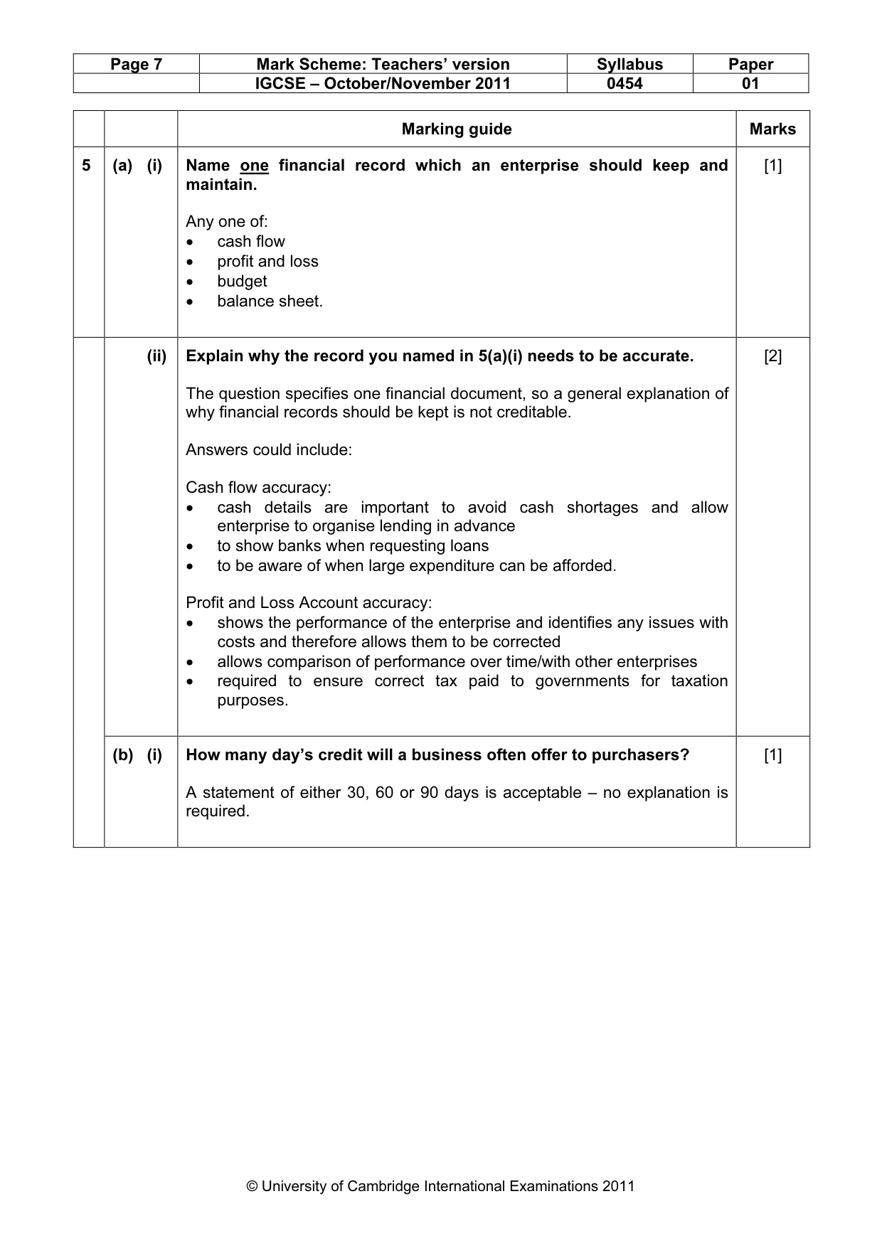 Mark scheme, page 7 of 12