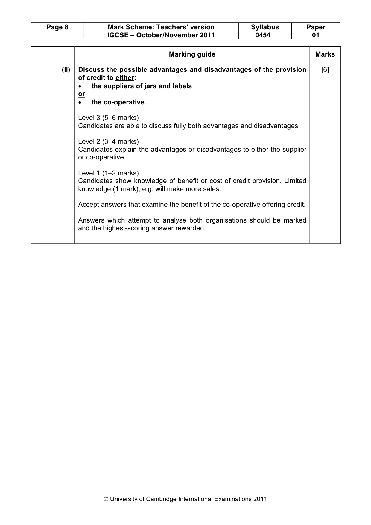 Mark scheme, page 8 of 12
