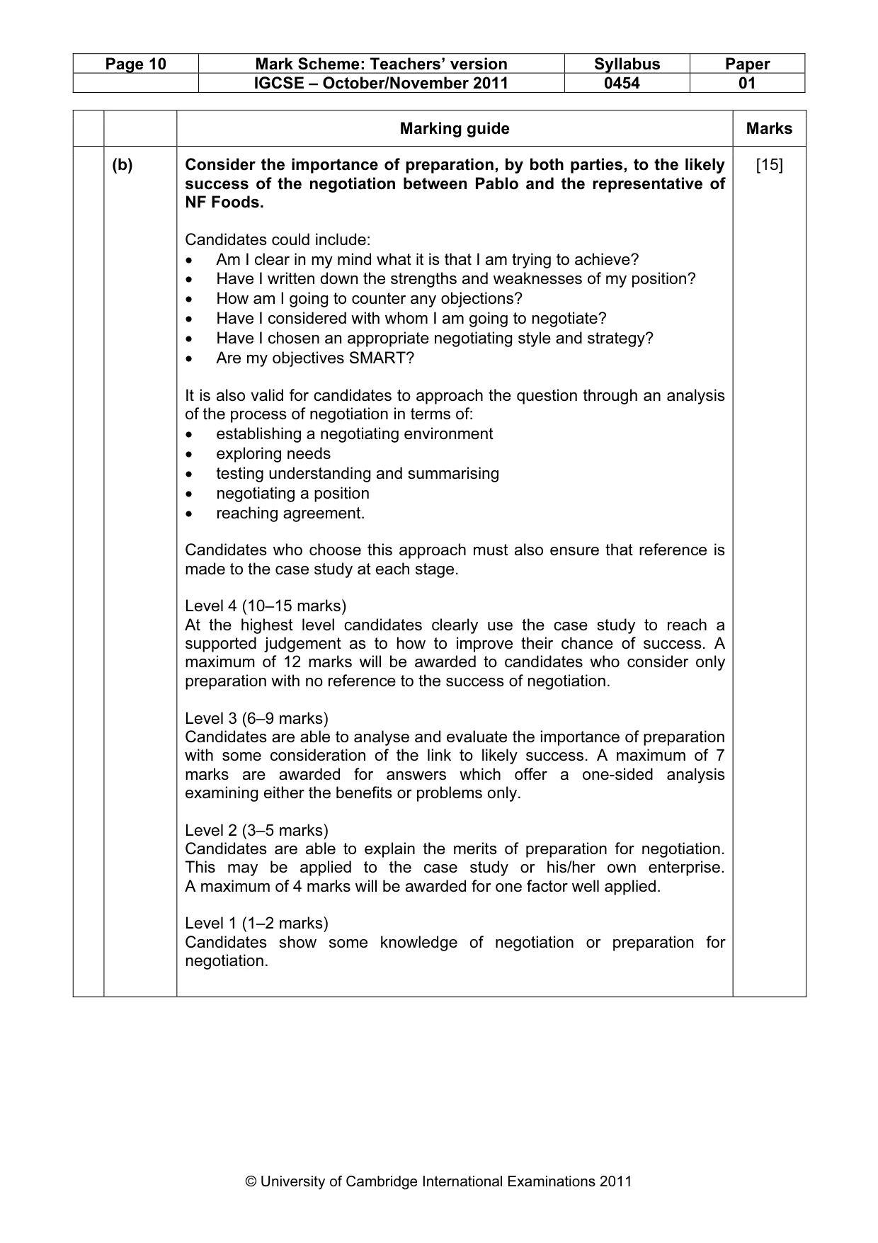 Mark scheme, page 10 of 12