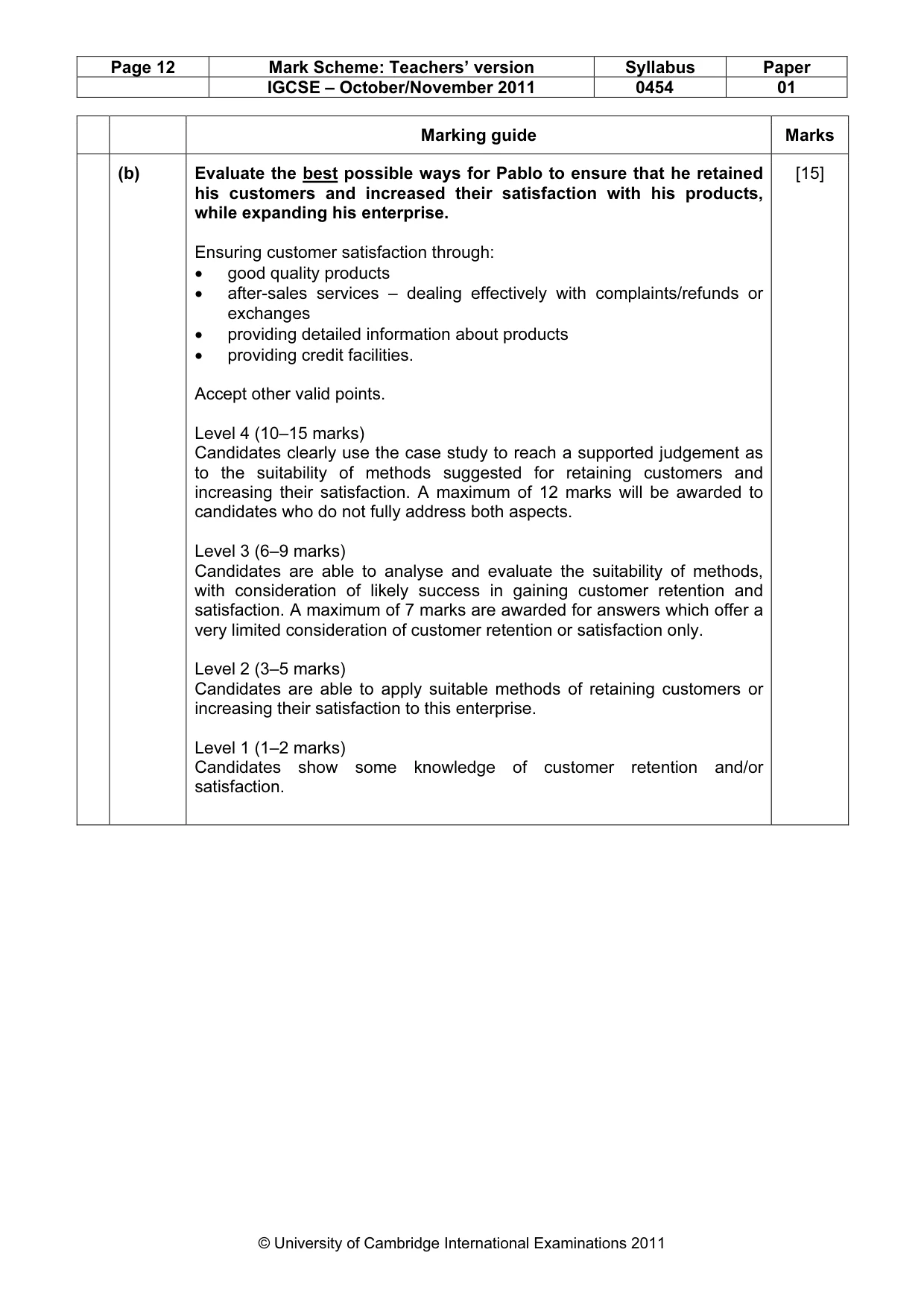 Mark scheme, page 12 of 12