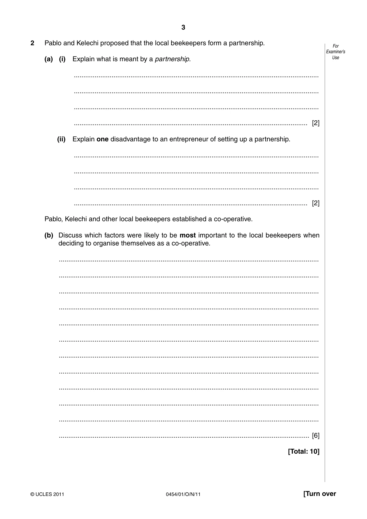 Cambridge IGCSE Enterprise 0454 2011 Oct/Nov Paper 1 · Variant 1 question paper, page 3 of 12