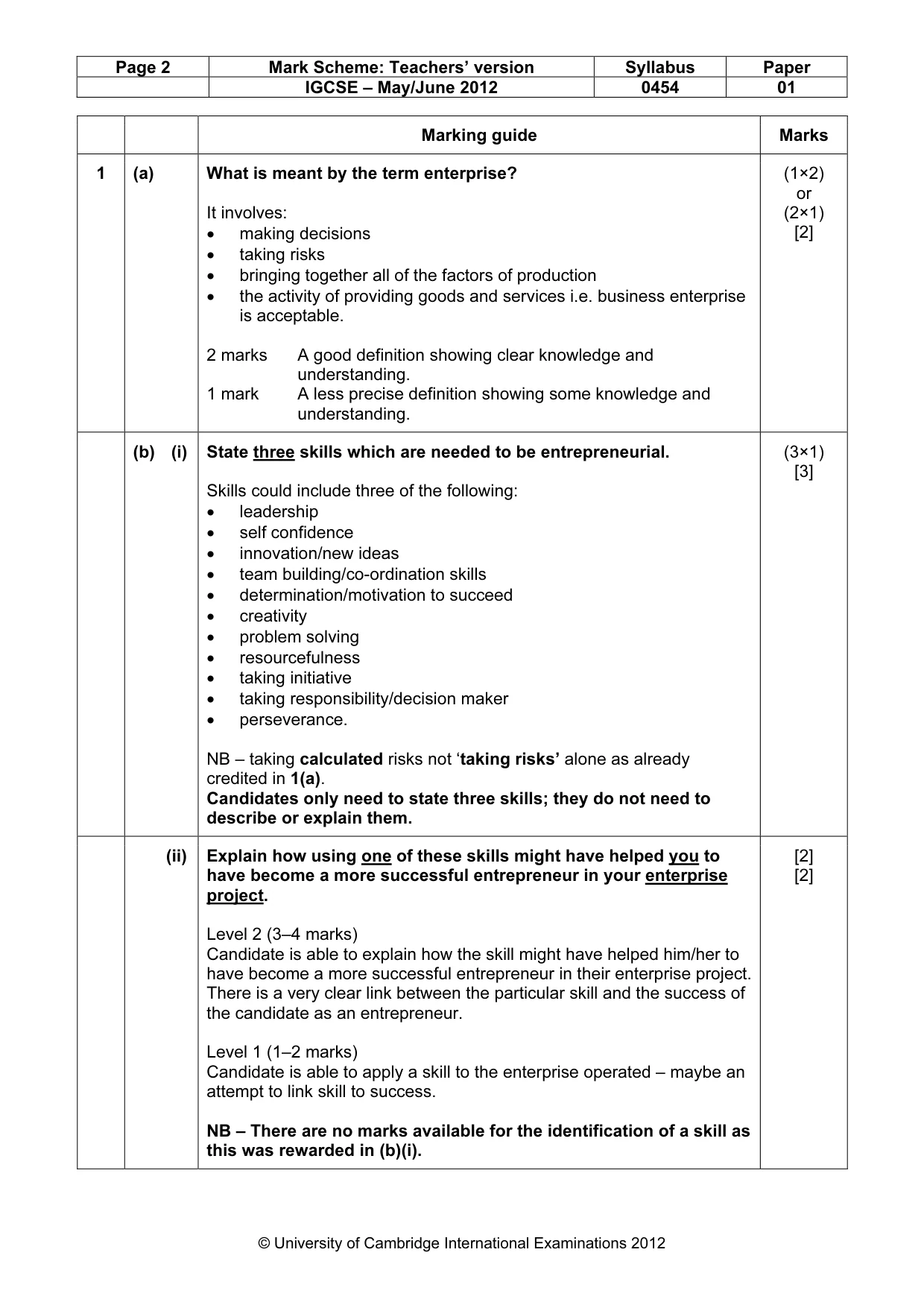 Mark scheme, page 2 of 10