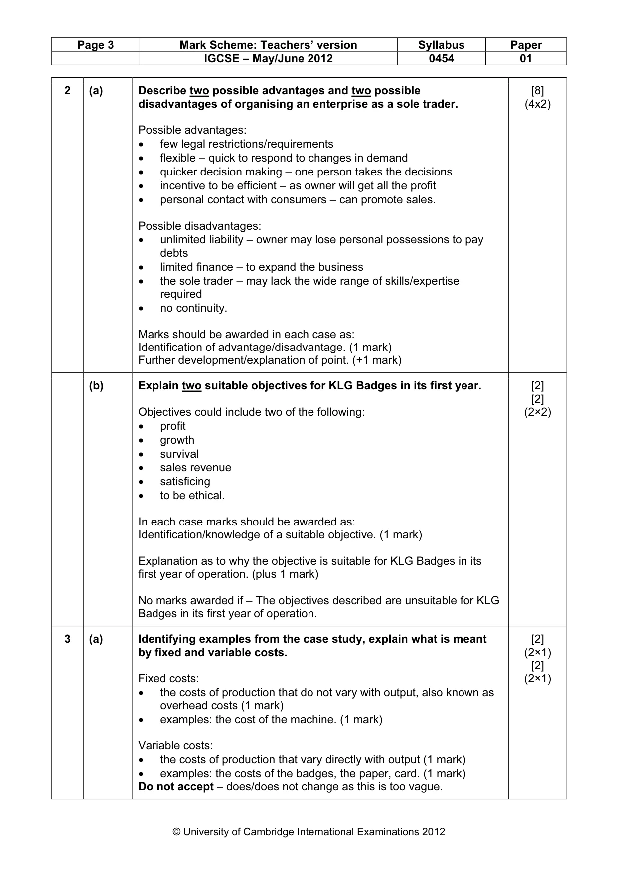 Mark scheme, page 3 of 10
