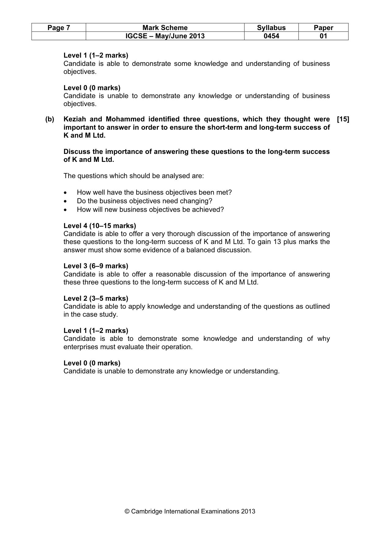 Mark scheme, page 7 of 9