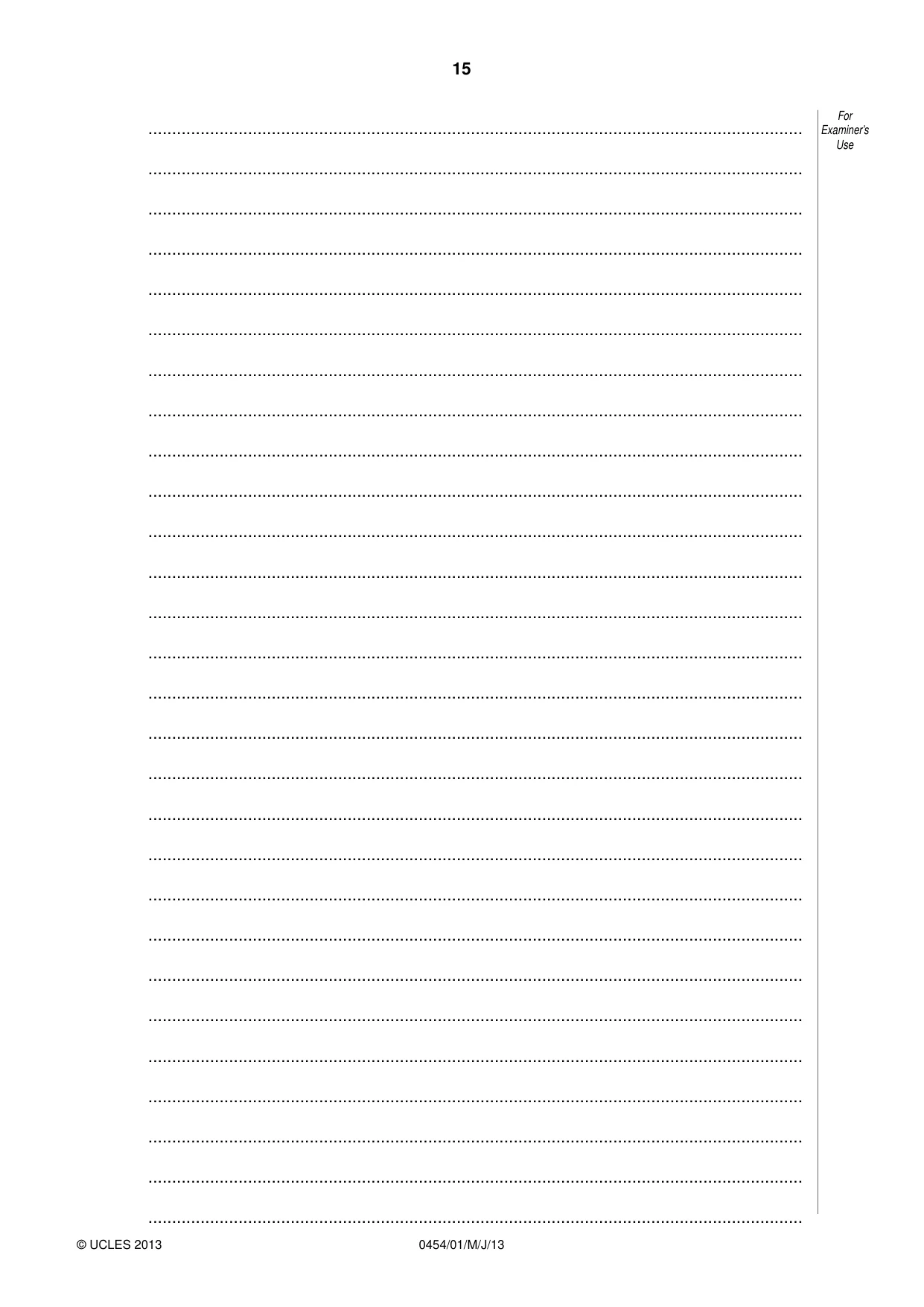 Cambridge IGCSE Enterprise 0454 2013 May/June Paper 1 · Variant 0 question paper, page 15 of 16