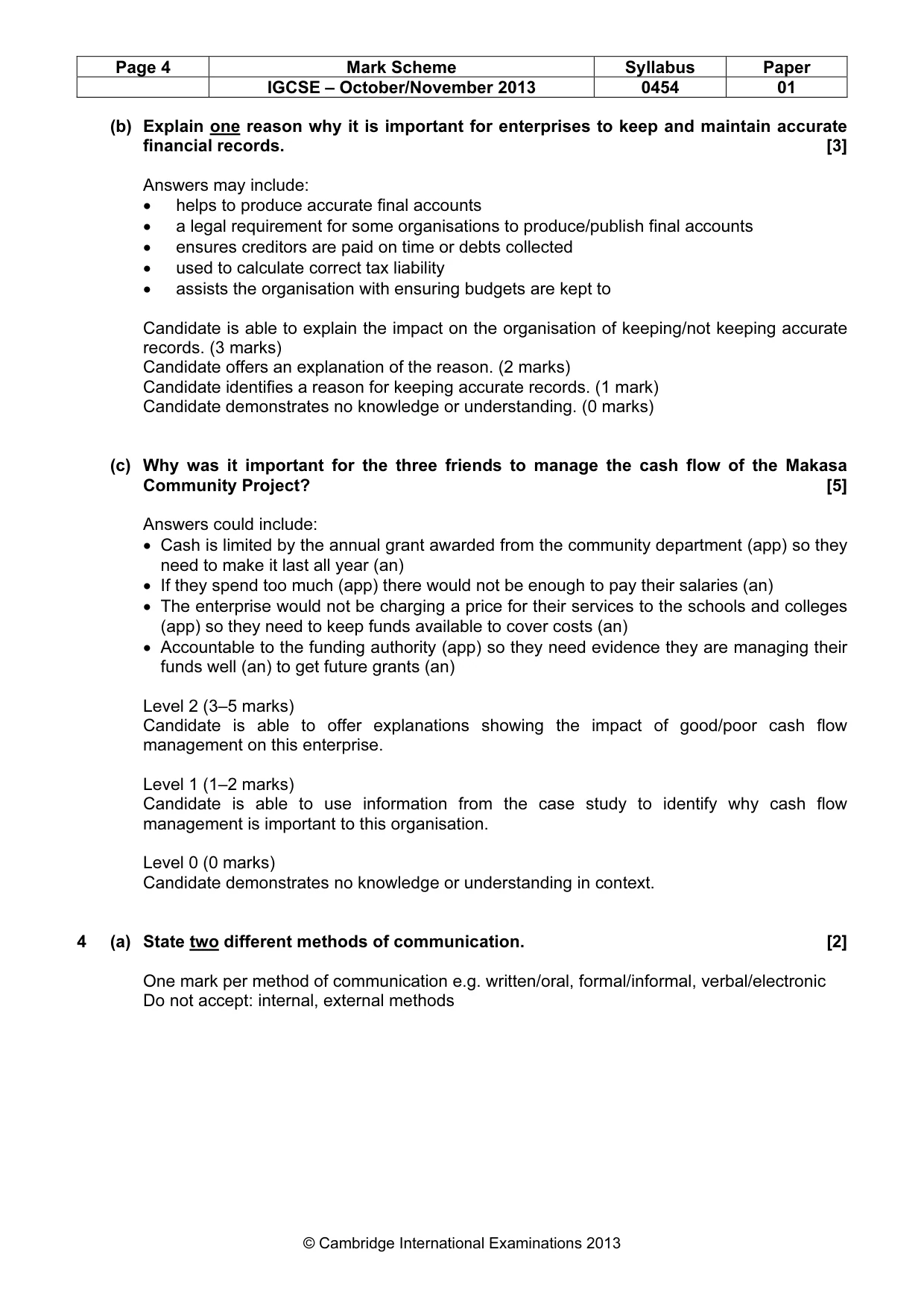 Mark scheme, page 4 of 8