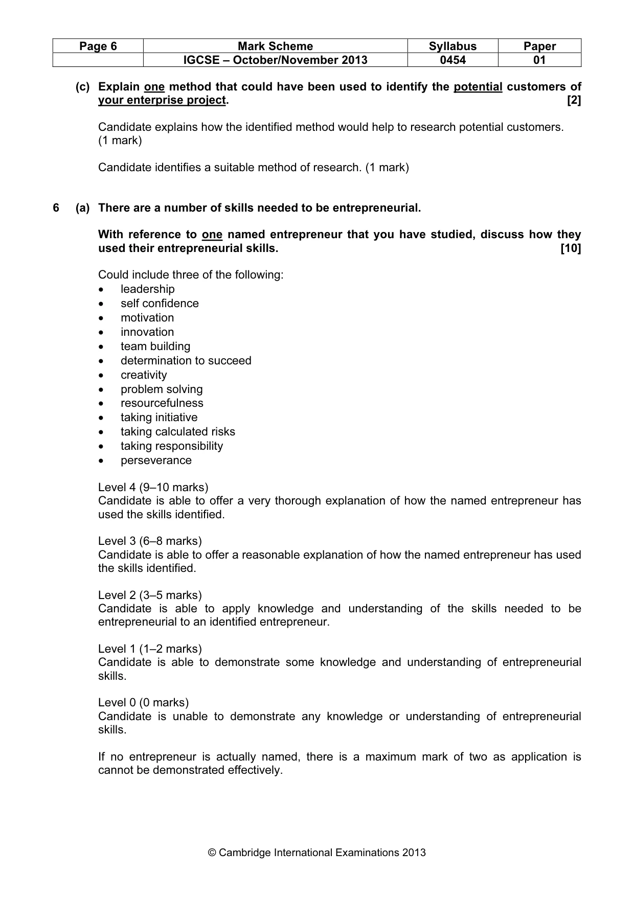 Mark scheme, page 6 of 8