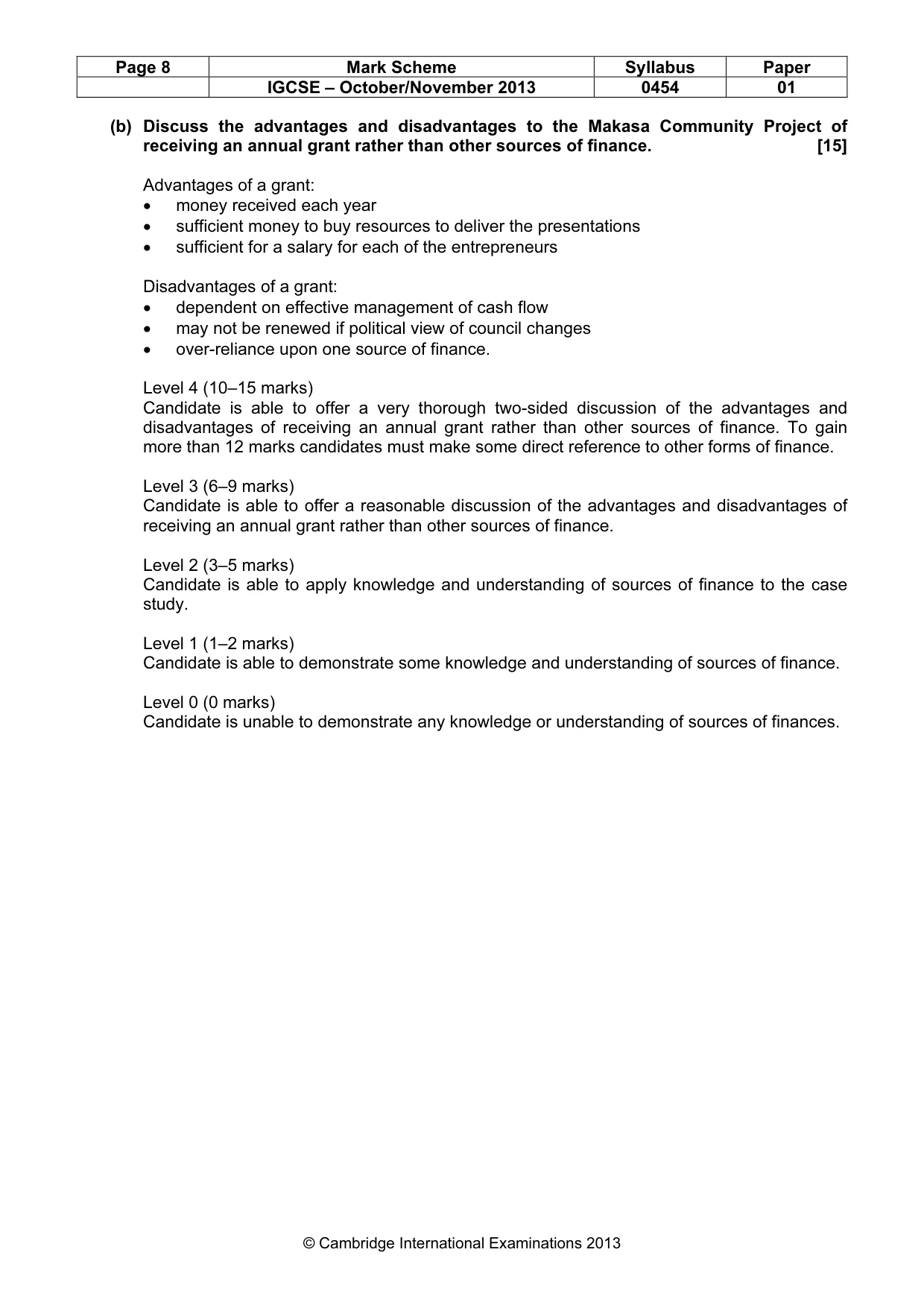 Mark scheme, page 8 of 8