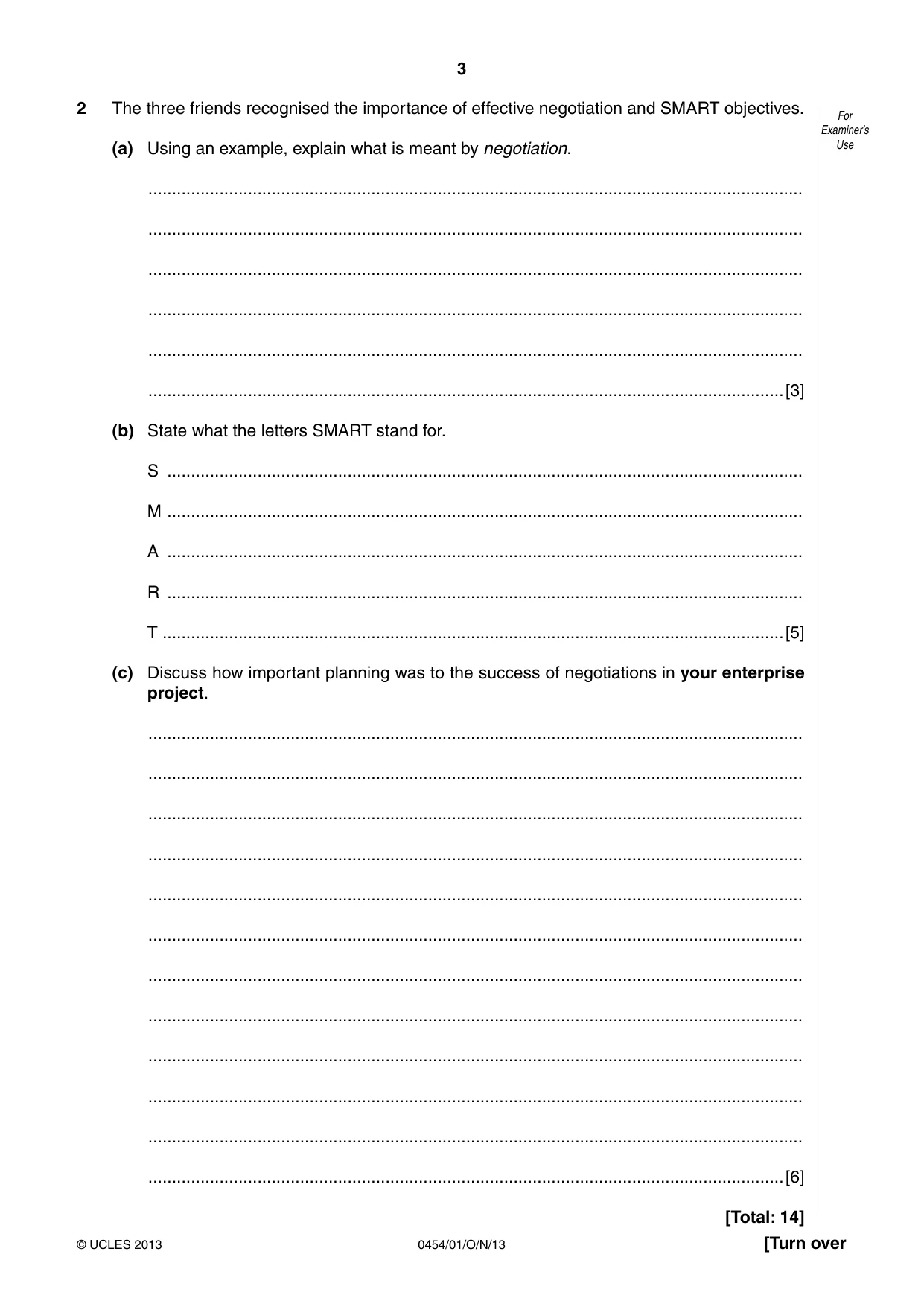 Cambridge IGCSE Enterprise 0454 2013 Oct/Nov Paper 1 · Variant 1 question paper, page 3 of 12