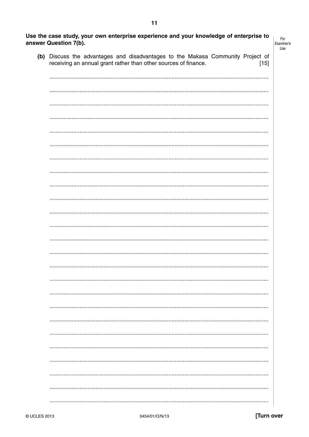 Cambridge IGCSE Enterprise 0454 2013 Oct/Nov Paper 1 · Variant 1 question paper, page 11 of 12