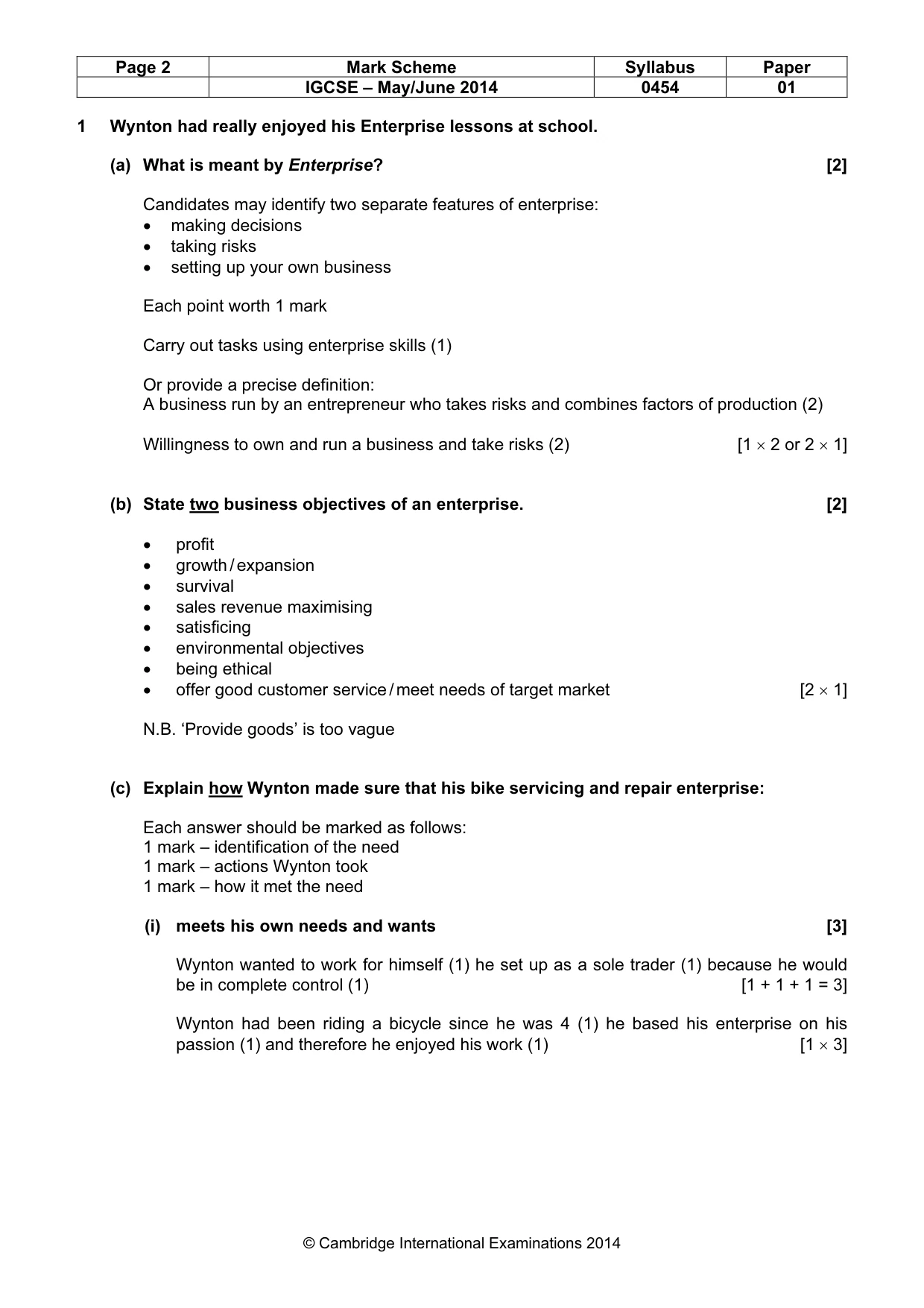 Mark scheme, page 2 of 9
