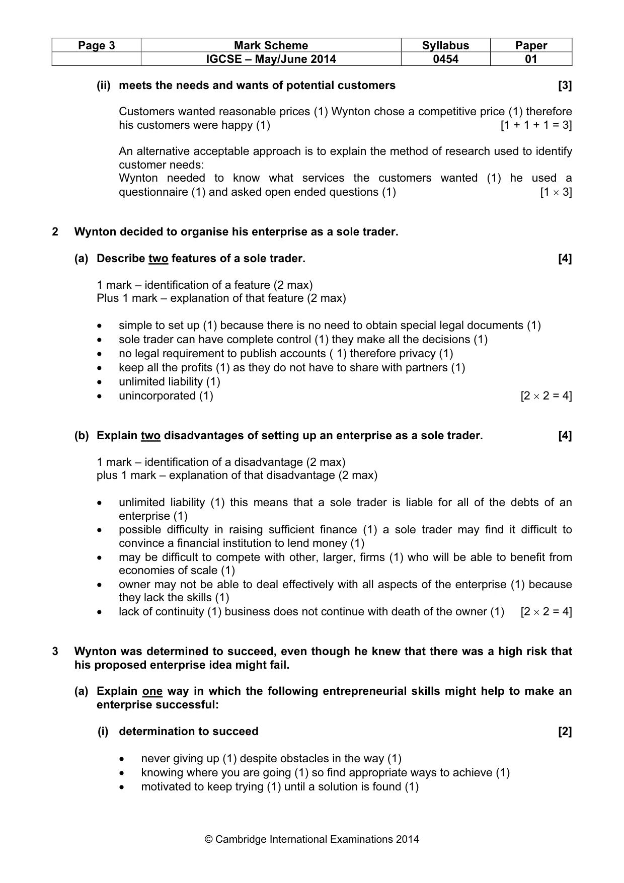 Mark scheme, page 3 of 9