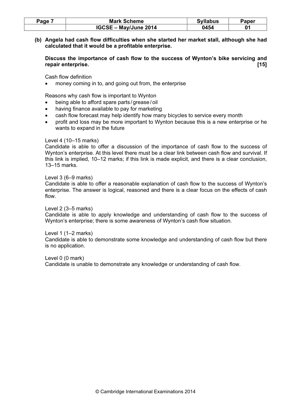 Mark scheme, page 7 of 9