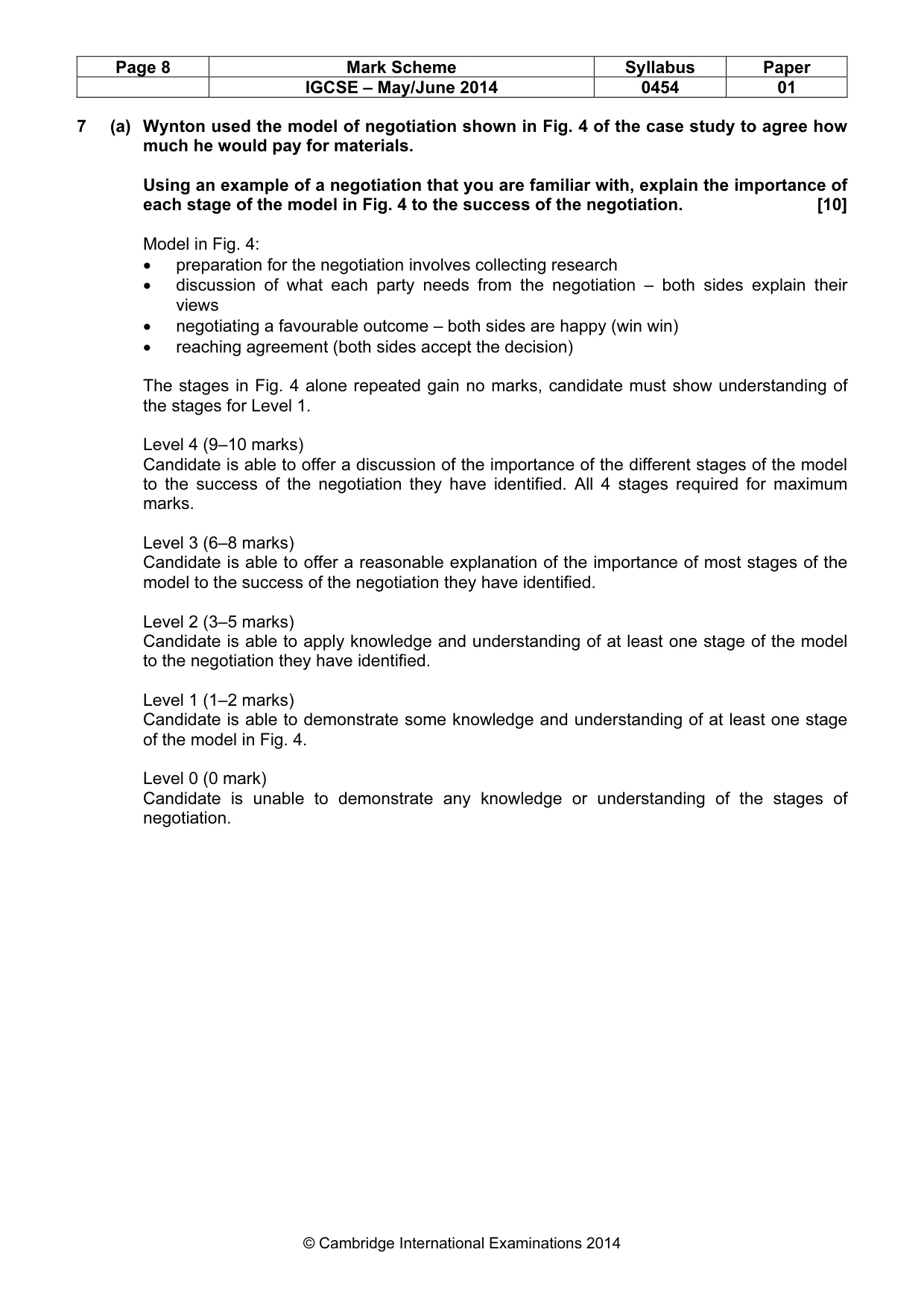 Mark scheme, page 8 of 9