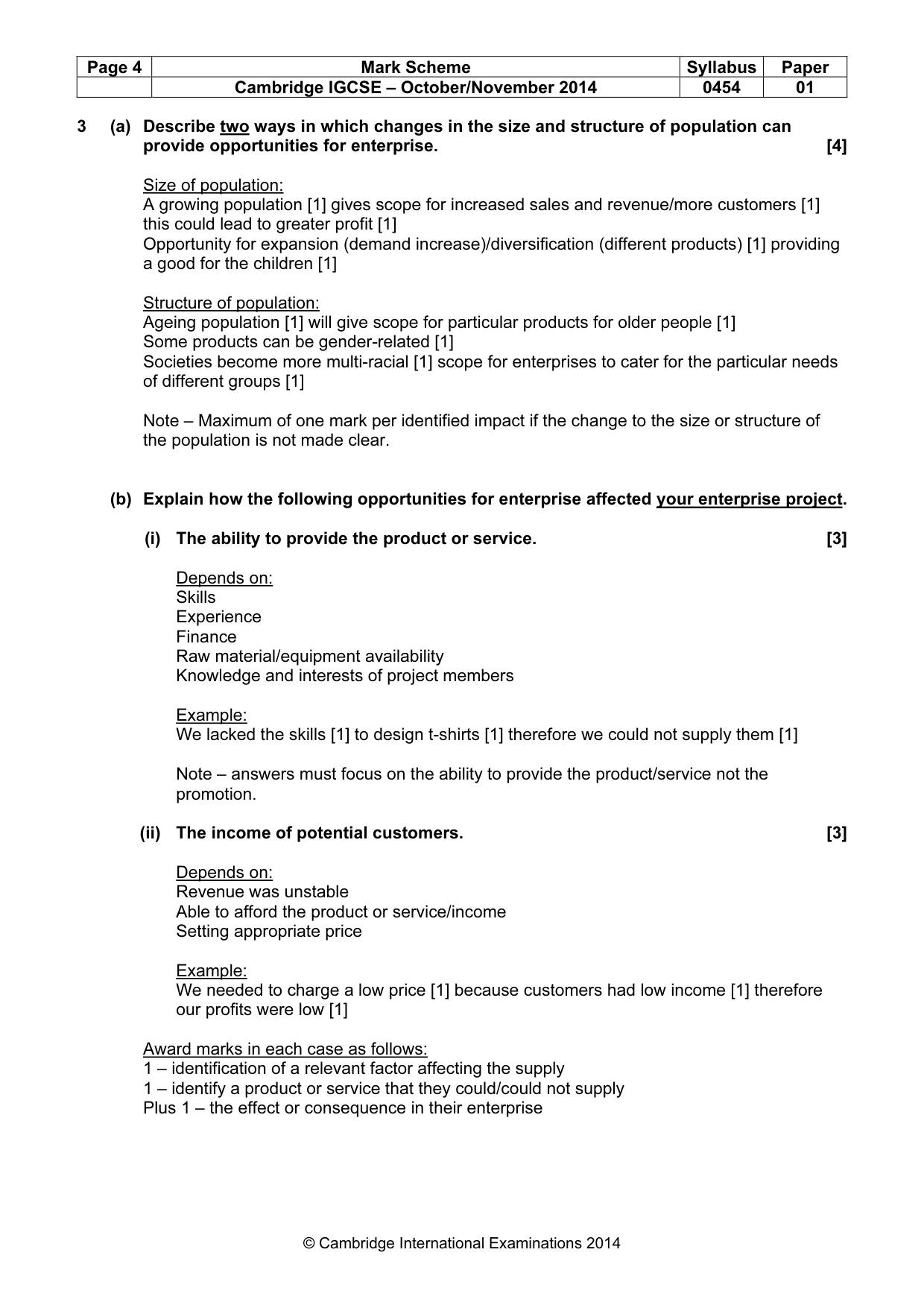 Mark scheme, page 4 of 10