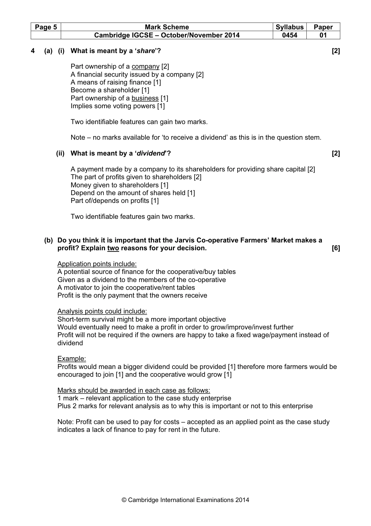 Mark scheme, page 5 of 10