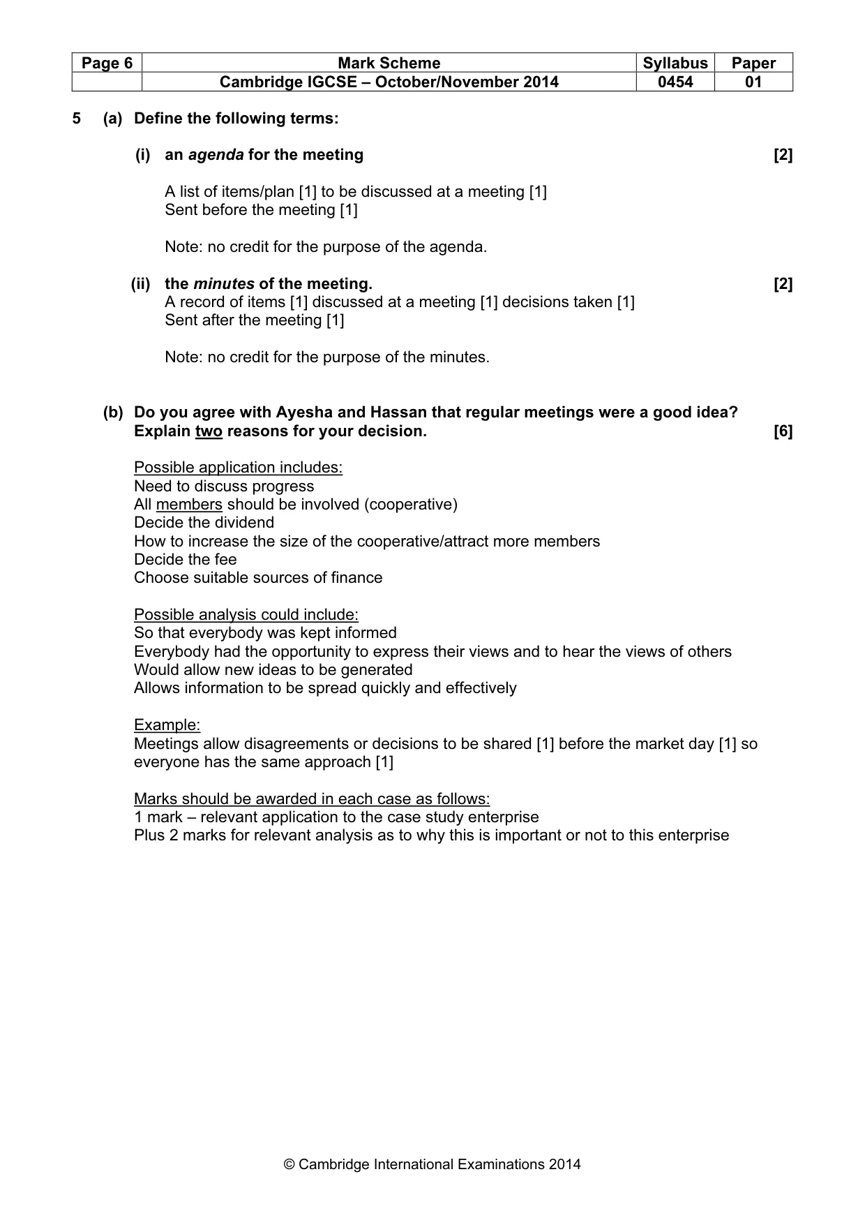 Mark scheme, page 6 of 10