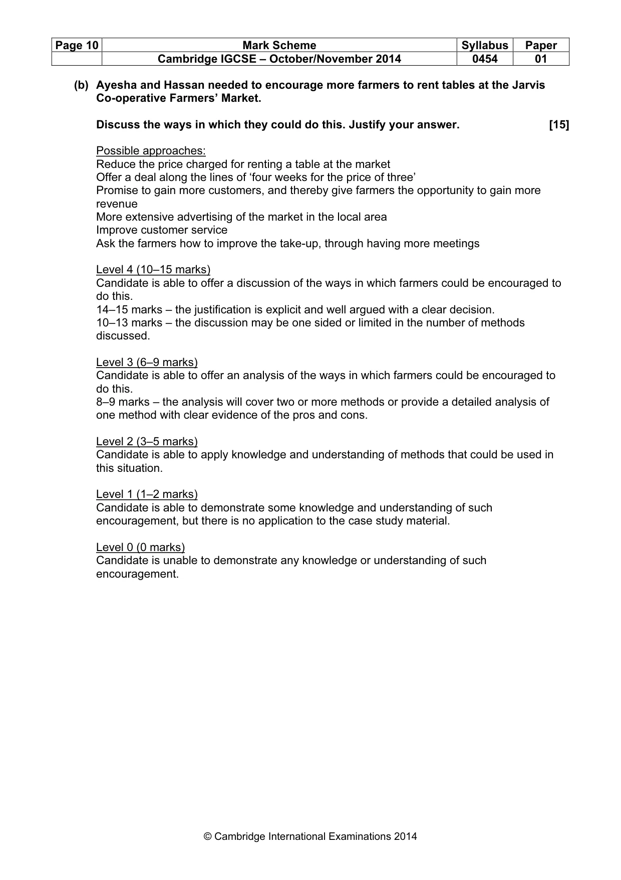 Mark scheme, page 10 of 10