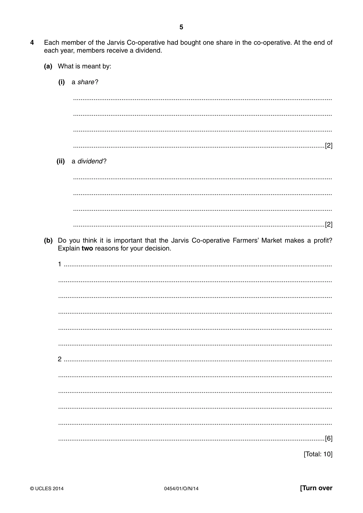 Cambridge IGCSE Enterprise 0454 2014 Oct/Nov Paper 1 · Variant 1 question paper, page 5 of 16
