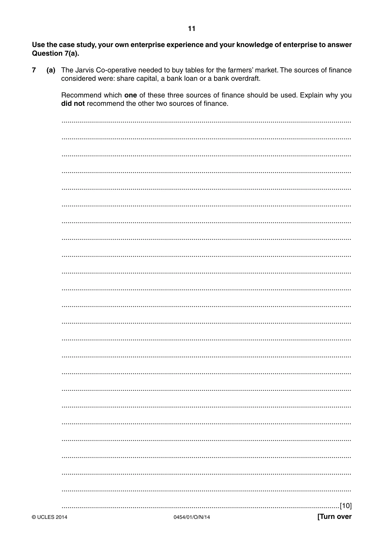Cambridge IGCSE Enterprise 0454 2014 Oct/Nov Paper 1 · Variant 1 question paper, page 11 of 16