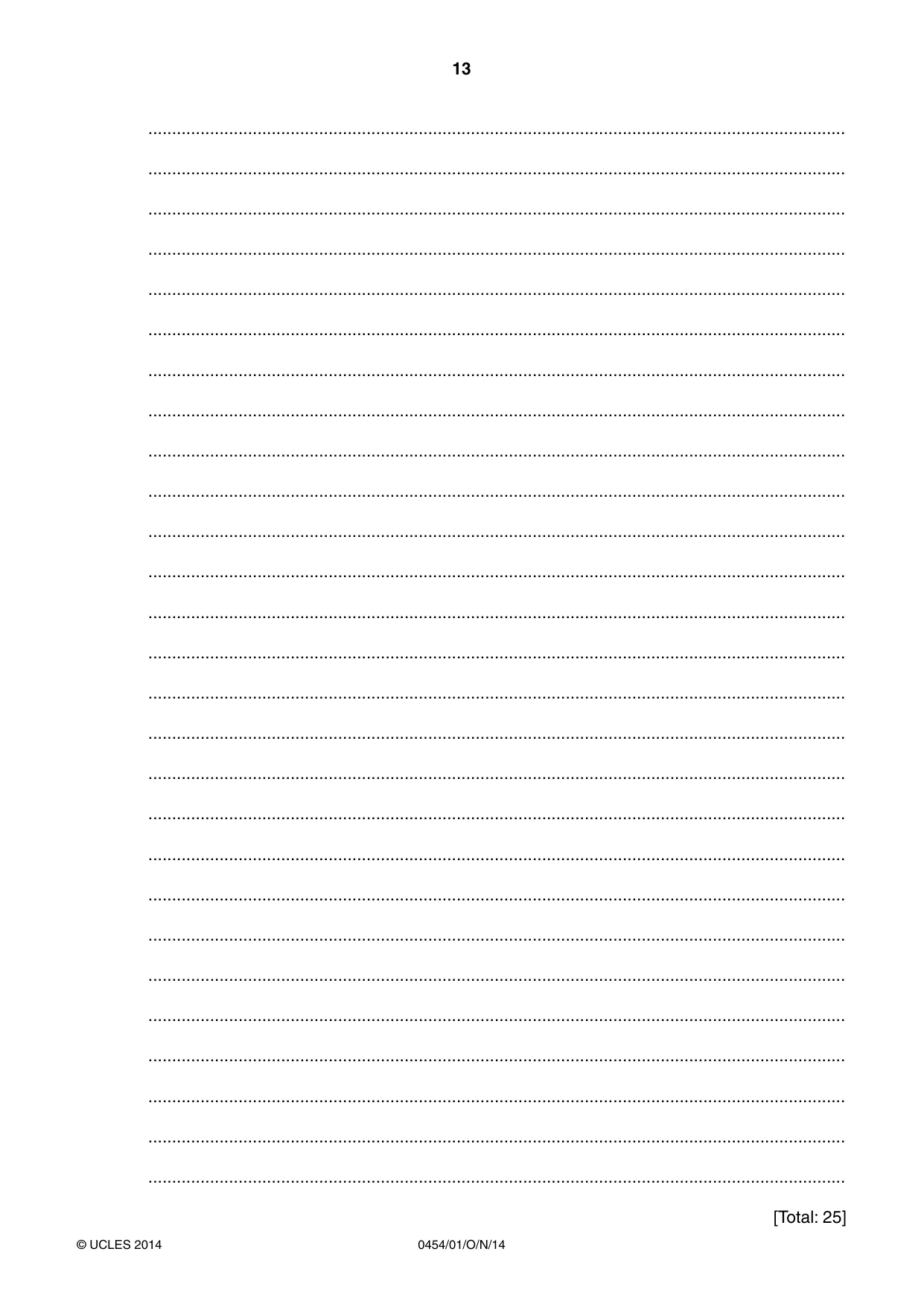 Cambridge IGCSE Enterprise 0454 2014 Oct/Nov Paper 1 · Variant 1 question paper, page 13 of 16