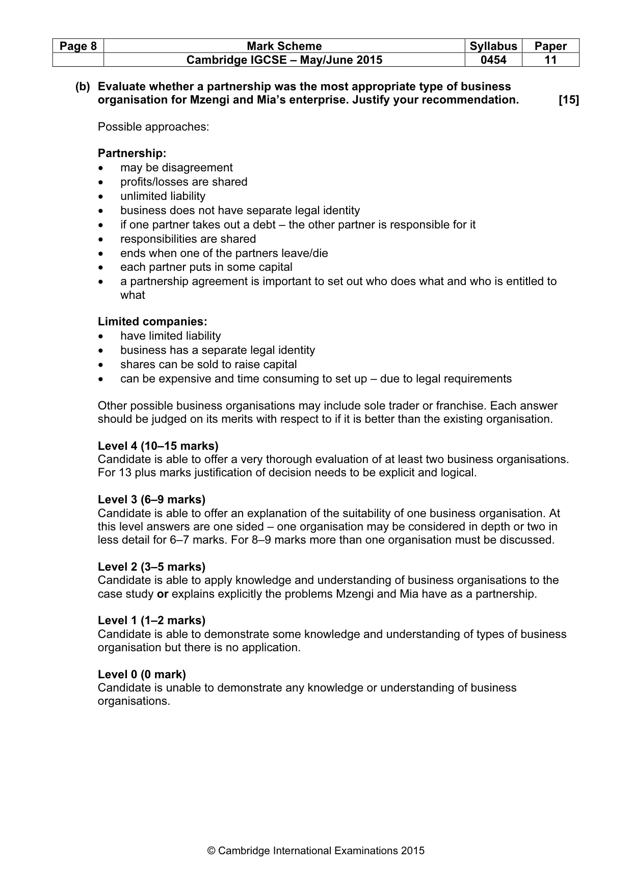Mark scheme, page 8 of 10
