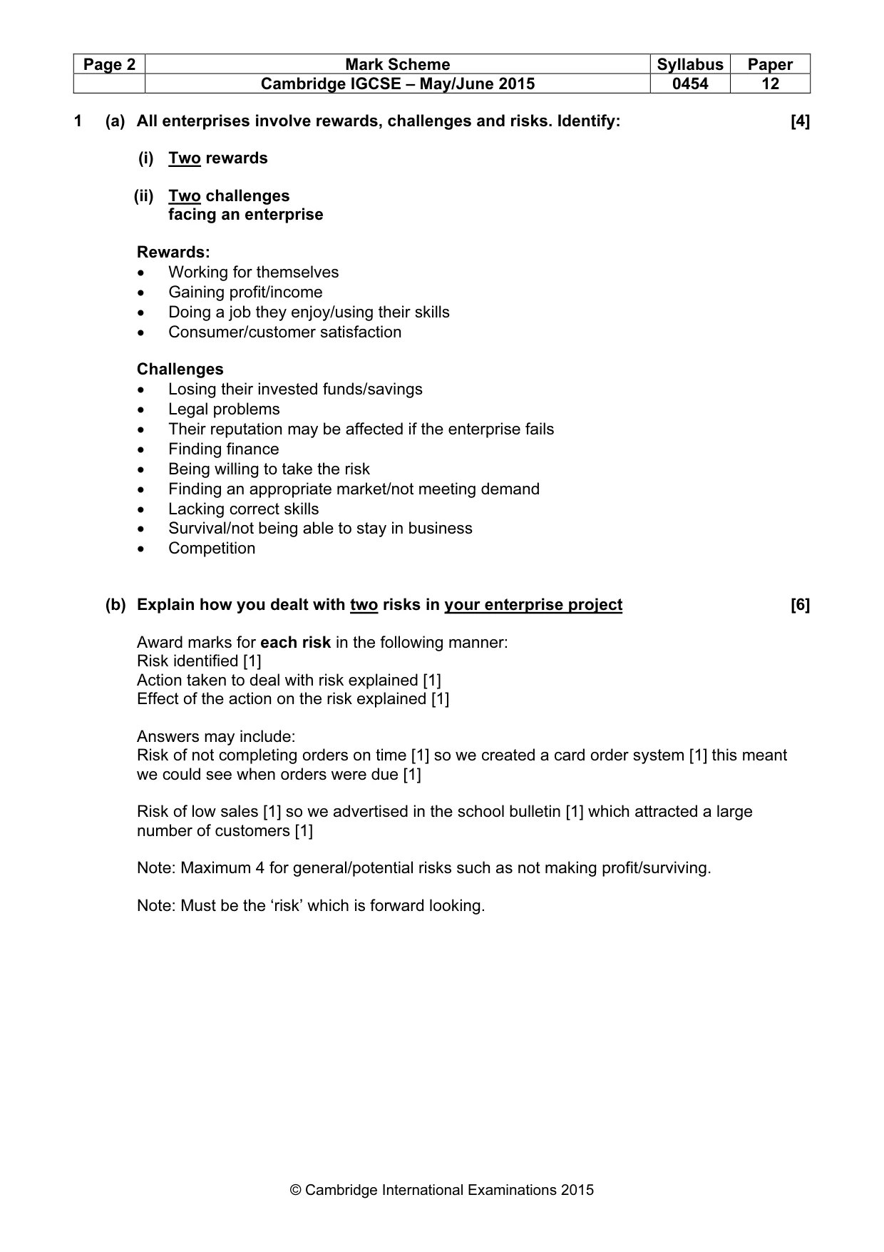 Mark scheme, page 2 of 8