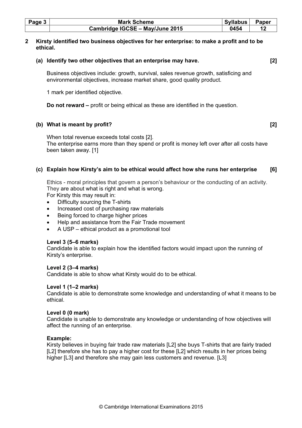 Mark scheme, page 3 of 8