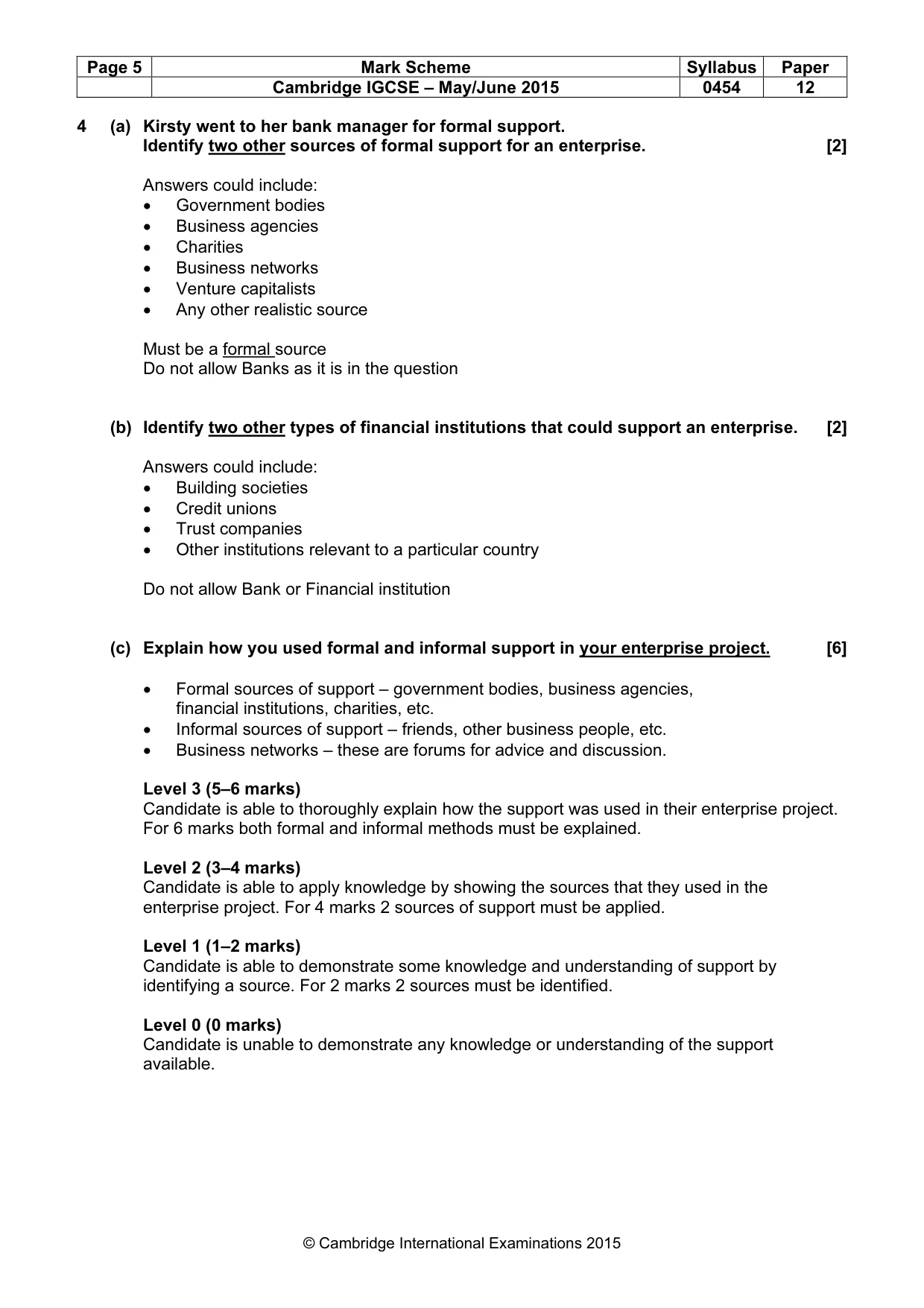 Mark scheme, page 5 of 8