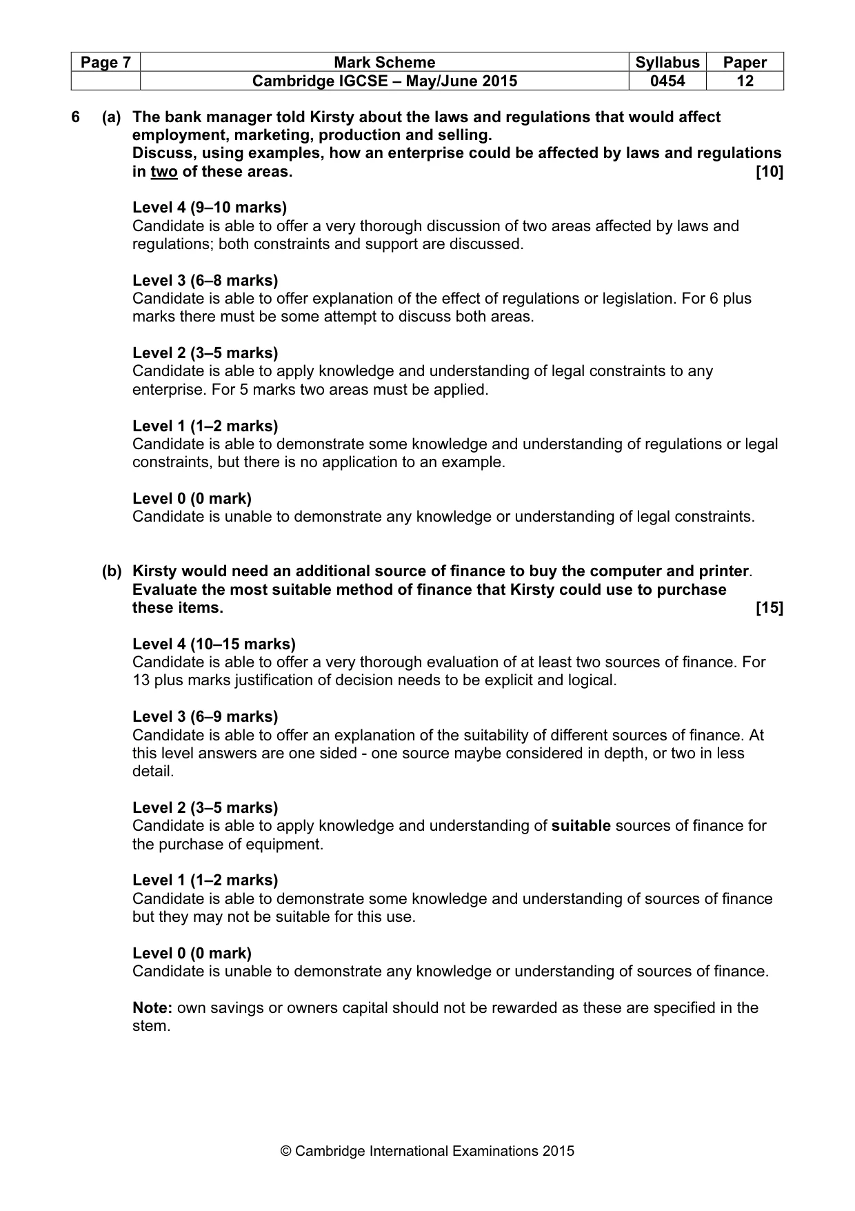 Mark scheme, page 7 of 8
