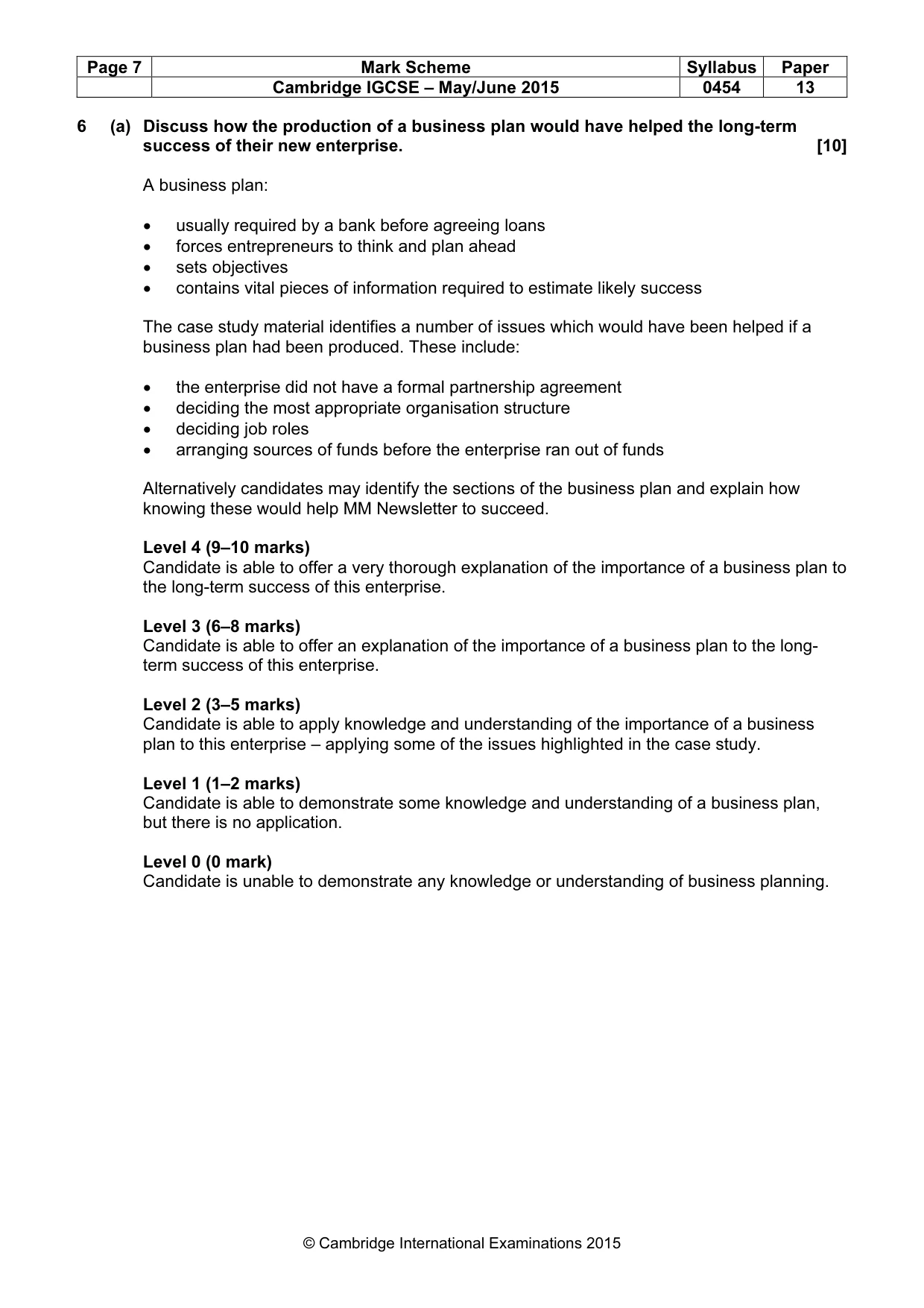 Mark scheme, page 7 of 10