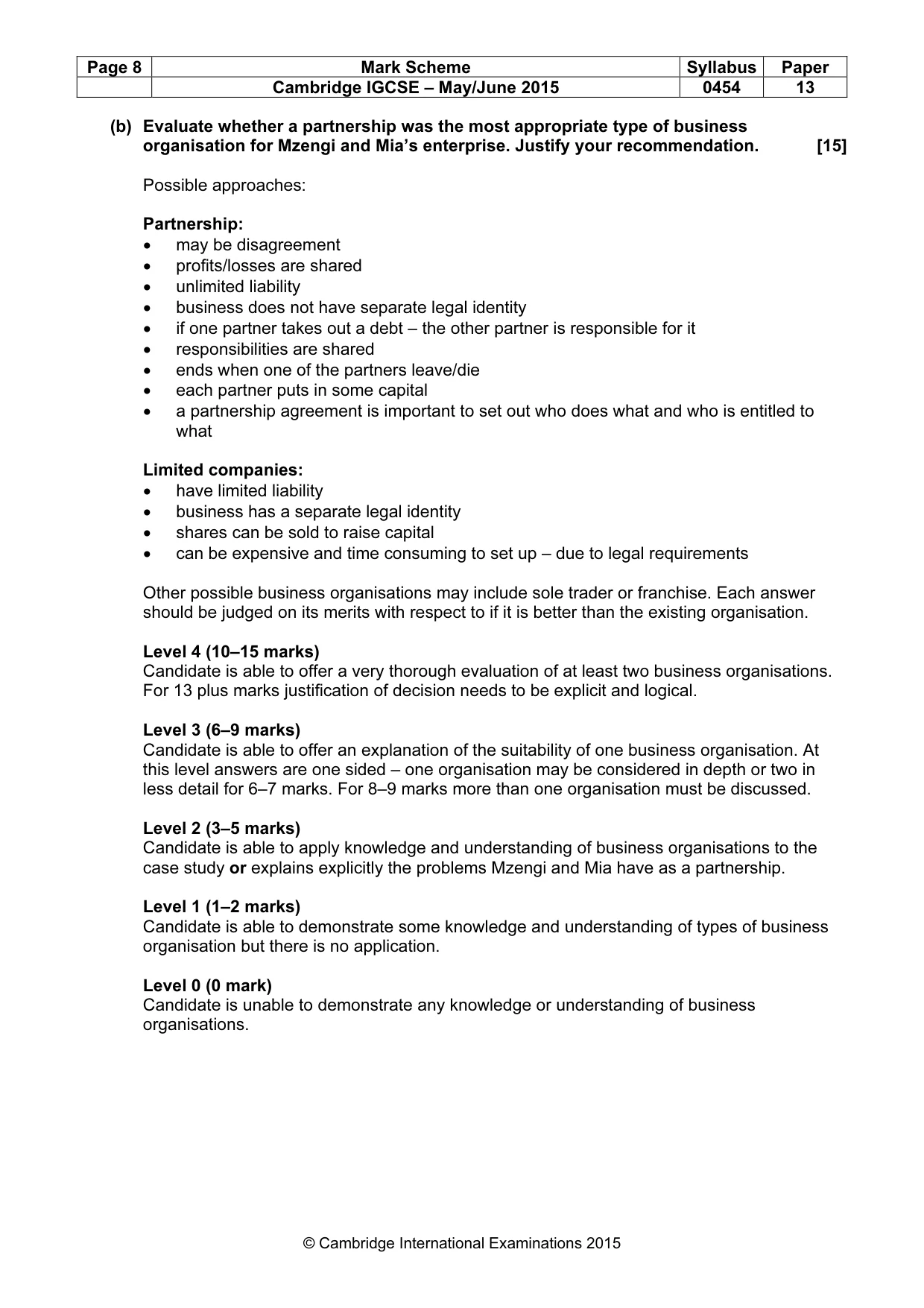 Mark scheme, page 8 of 10