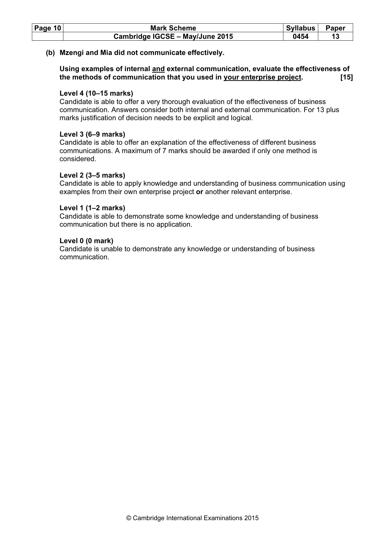 Mark scheme, page 10 of 10