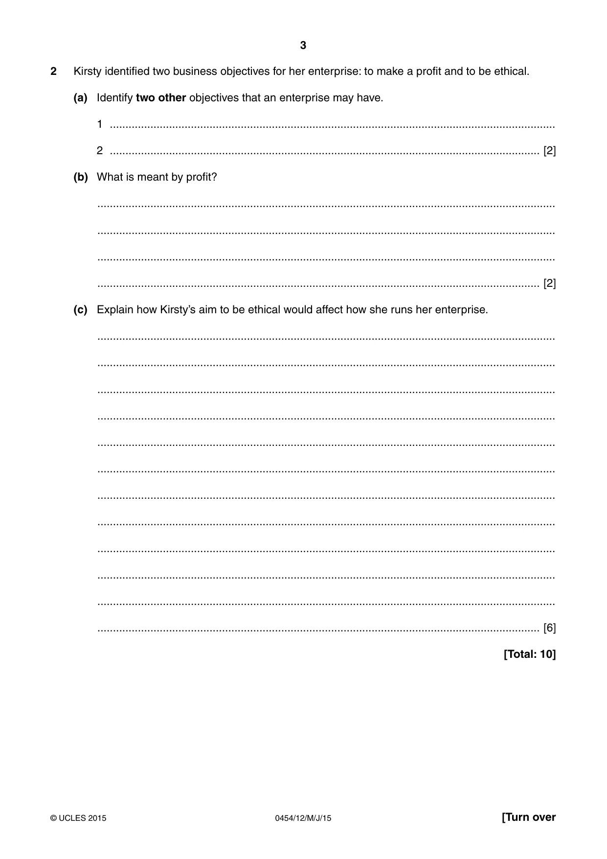 Cambridge IGCSE Enterprise 0454 2015 May/June Paper 1 · Variant 2 question paper, page 3 of 16