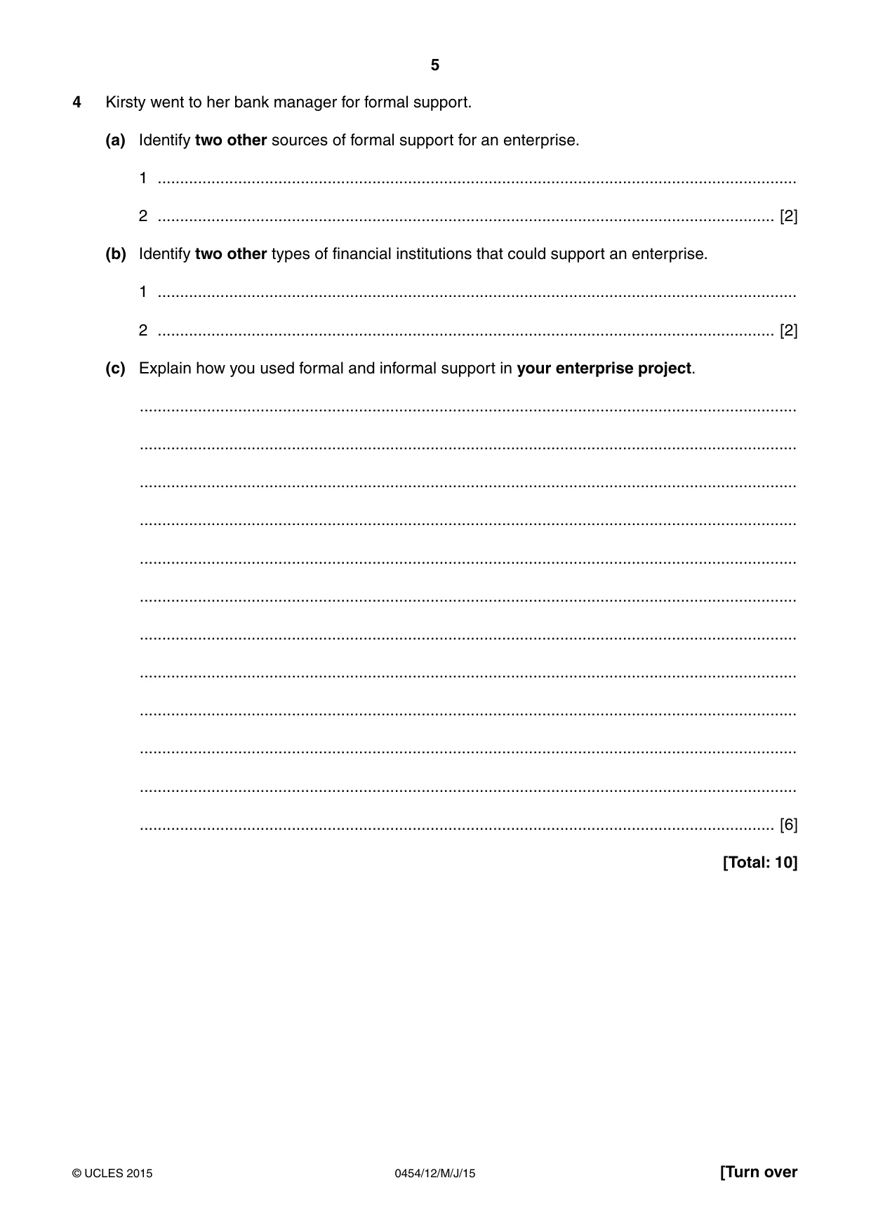 Cambridge IGCSE Enterprise 0454 2015 May/June Paper 1 · Variant 2 question paper, page 5 of 16