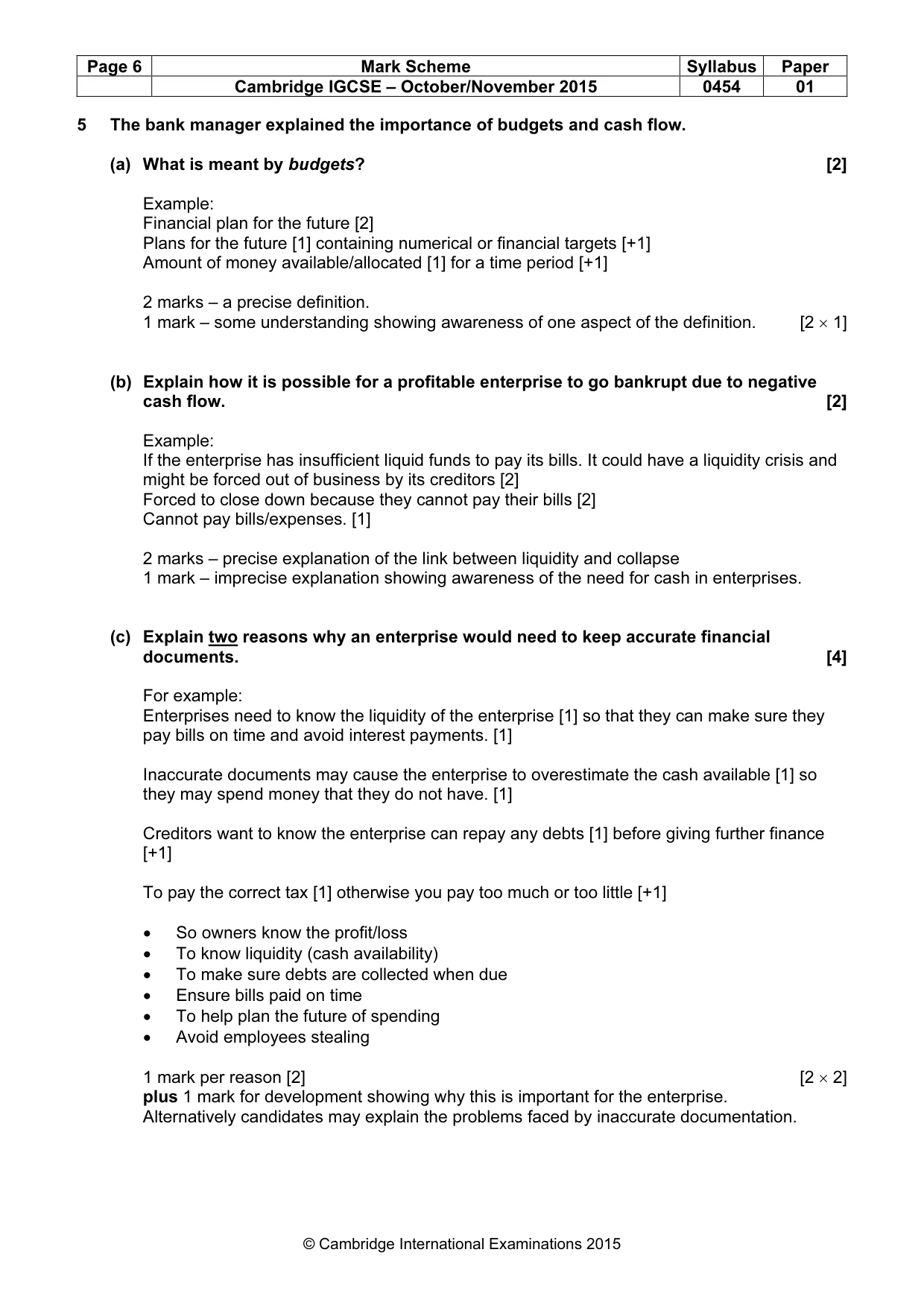 Mark scheme, page 6 of 10