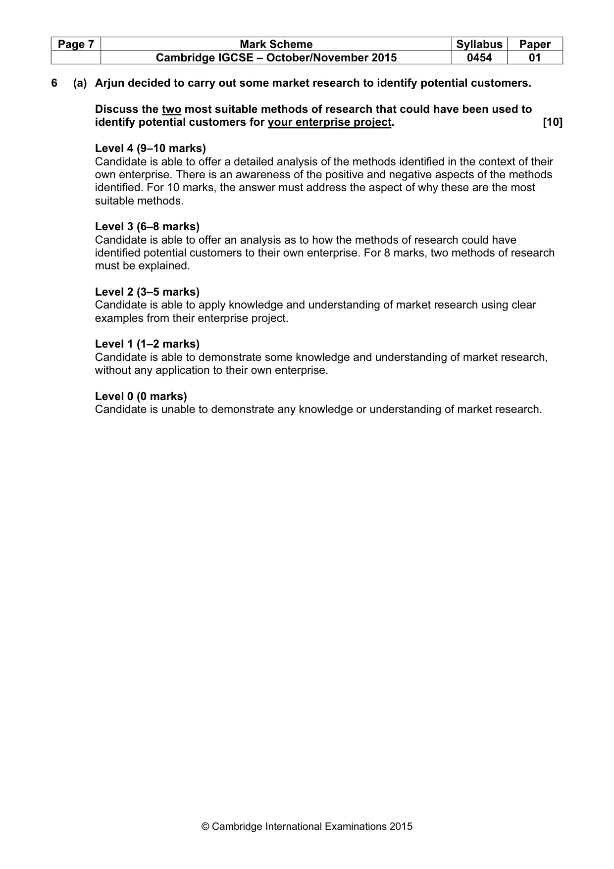 Mark scheme, page 7 of 10