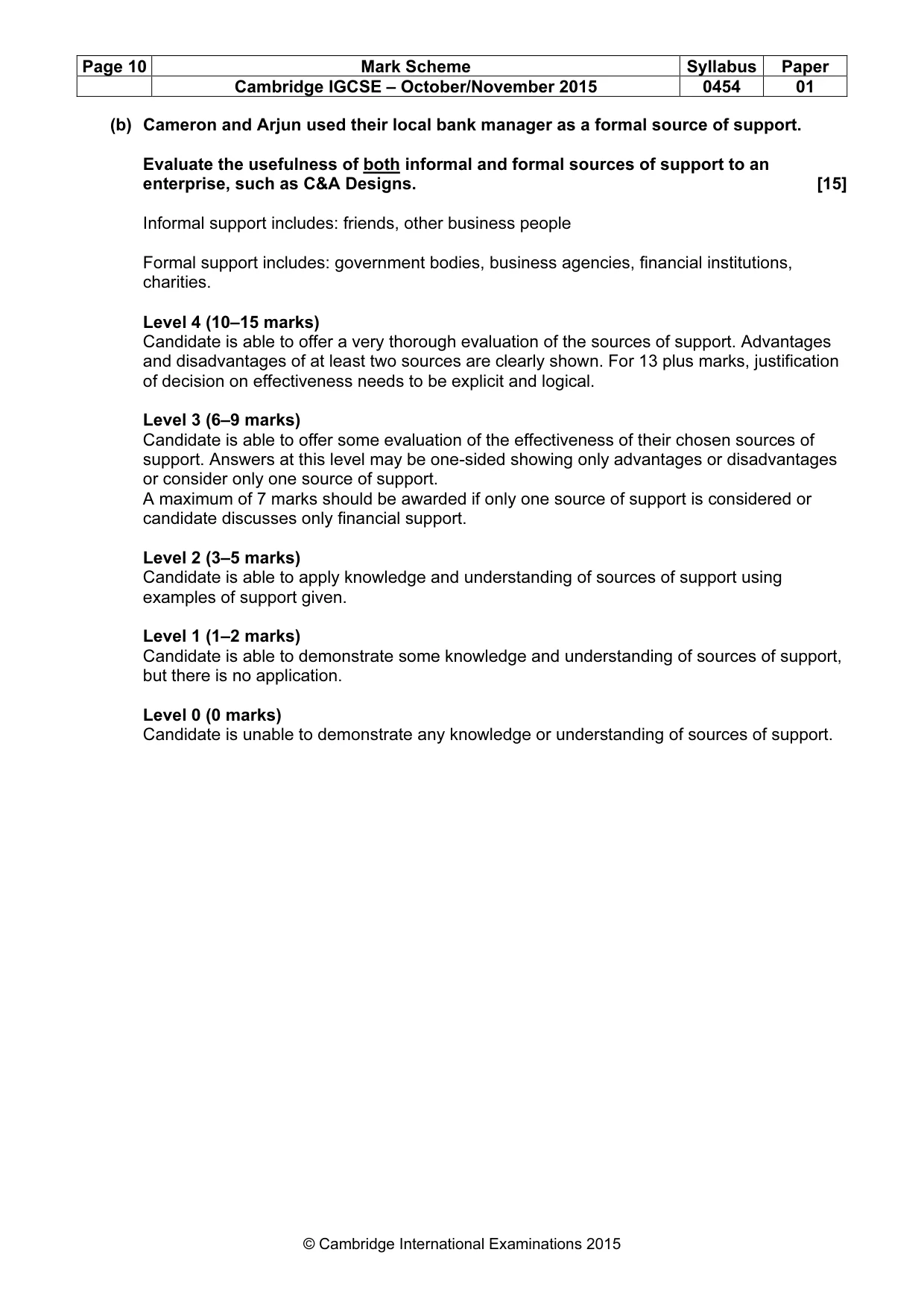 Mark scheme, page 10 of 10