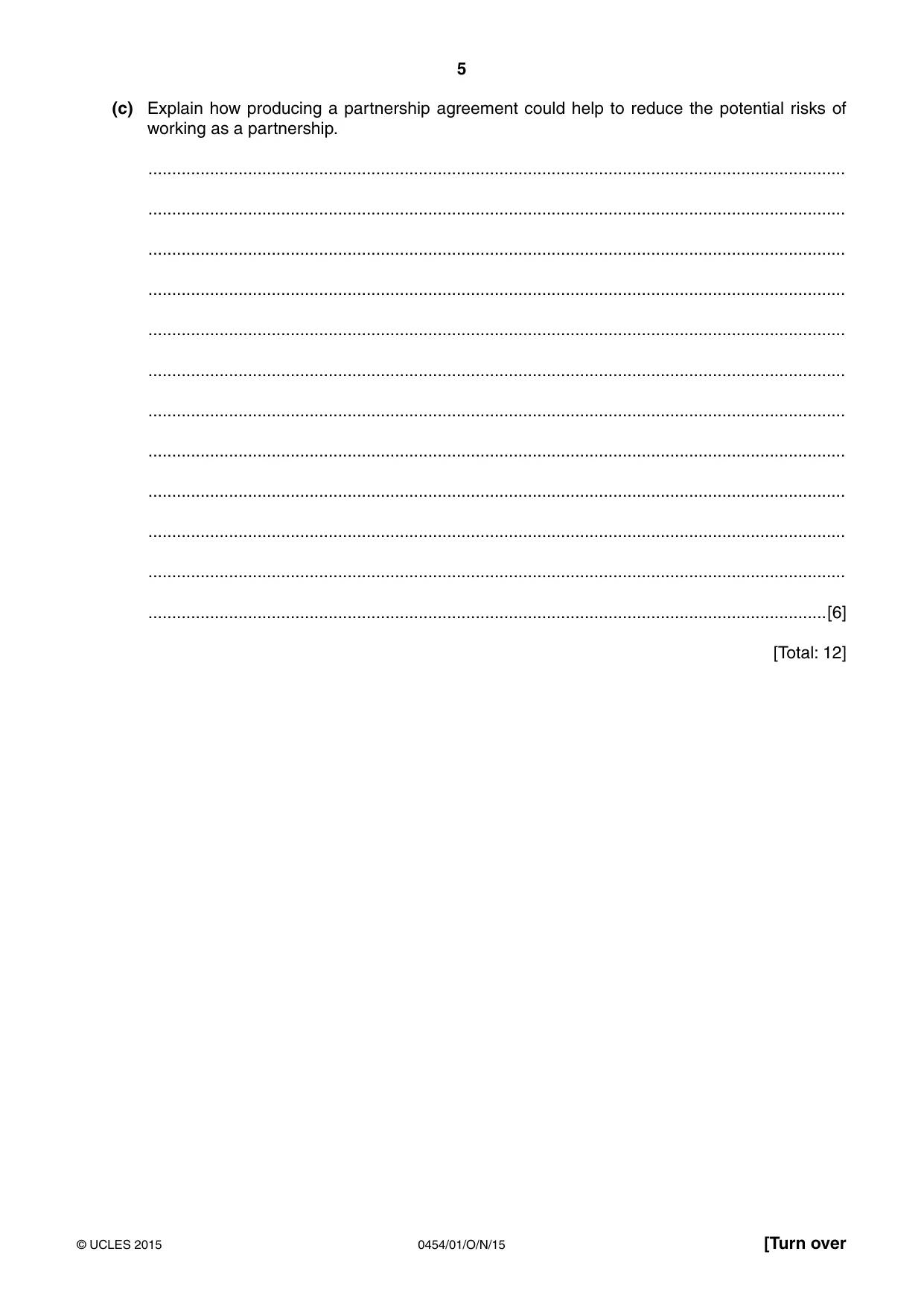 Cambridge IGCSE Enterprise 0454 2015 Oct/Nov Paper 1 · Variant 1 question paper, page 5 of 16