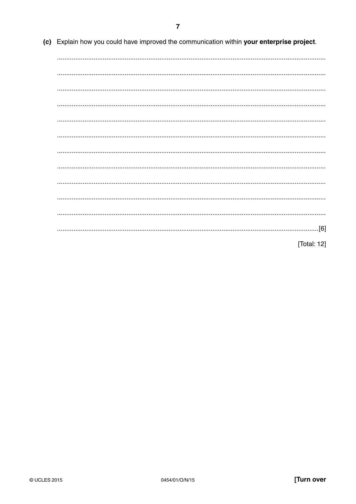Cambridge IGCSE Enterprise 0454 2015 Oct/Nov Paper 1 · Variant 1 question paper, page 7 of 16