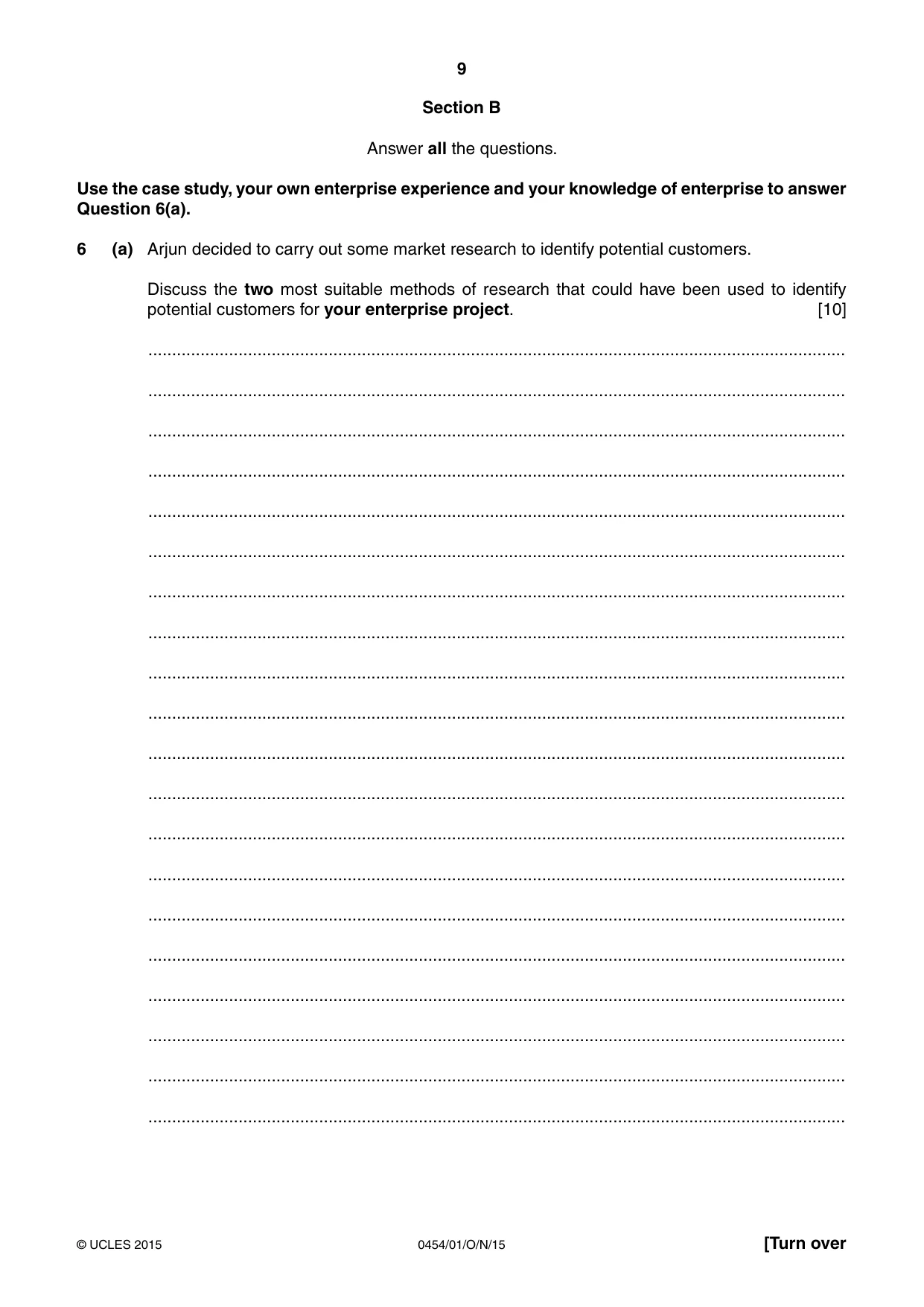 Cambridge IGCSE Enterprise 0454 2015 Oct/Nov Paper 1 · Variant 1 question paper, page 9 of 16