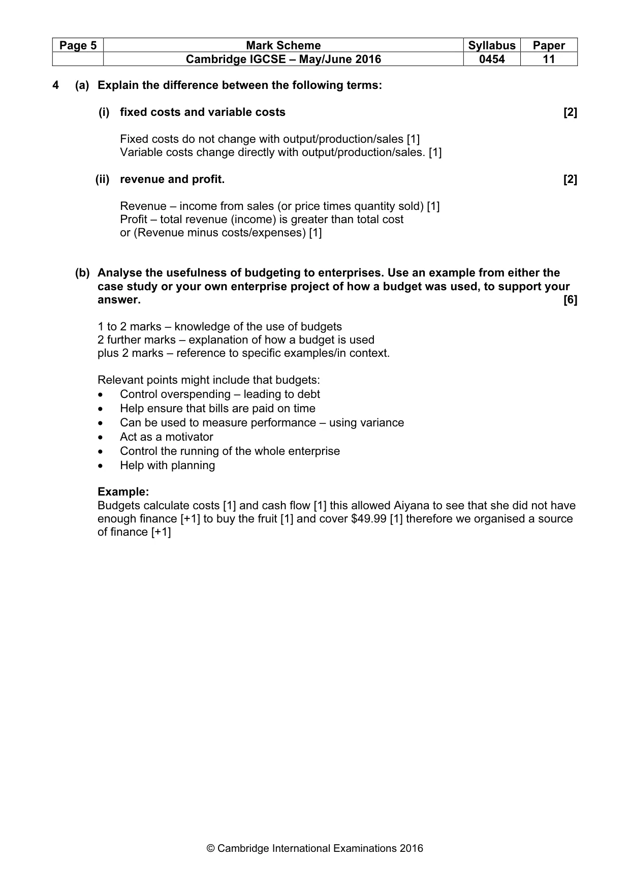 Mark scheme, page 5 of 11