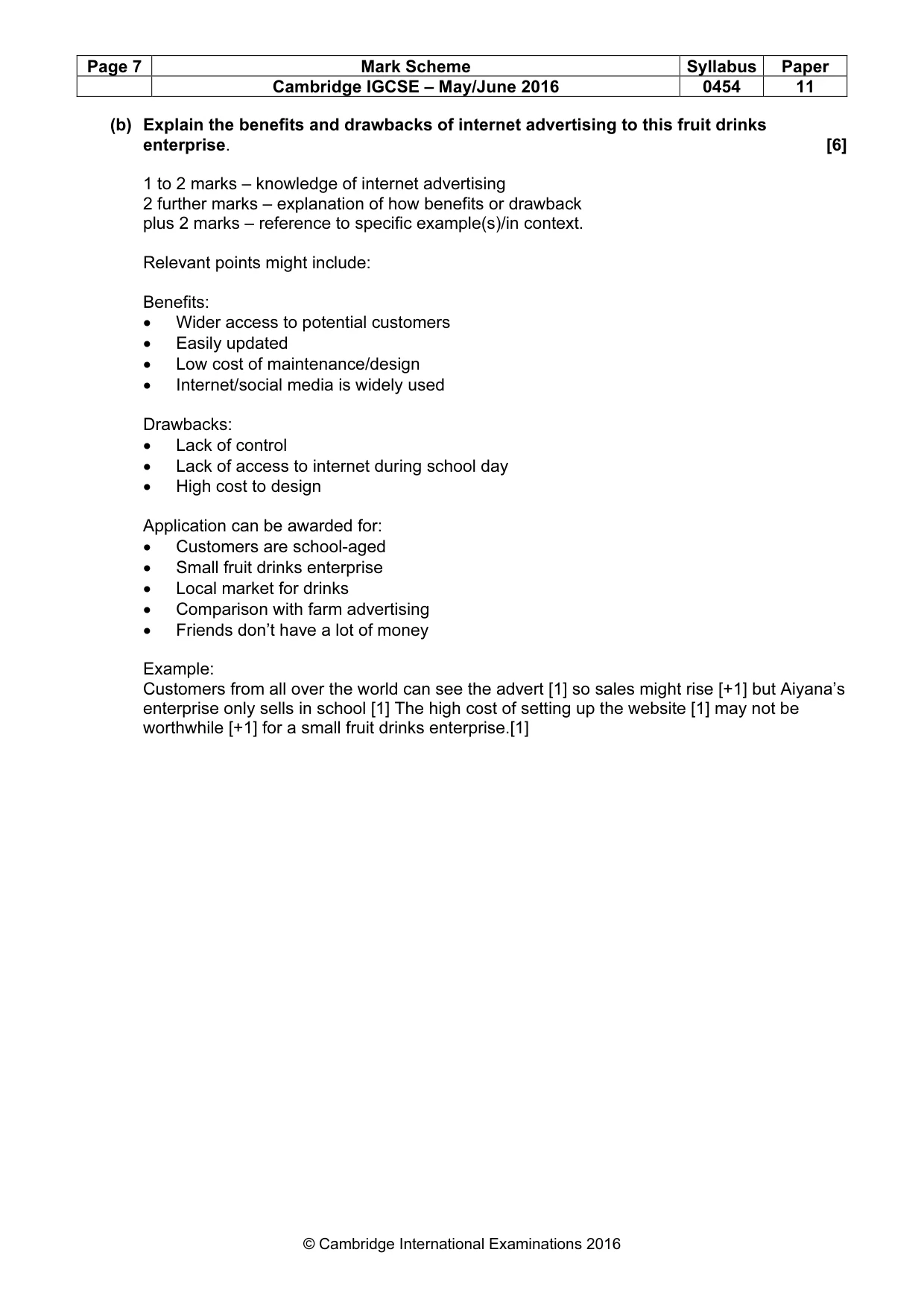 Mark scheme, page 7 of 11