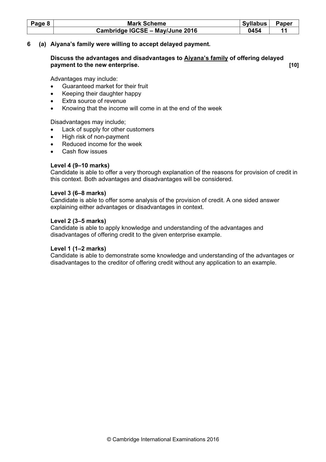 Mark scheme, page 8 of 11